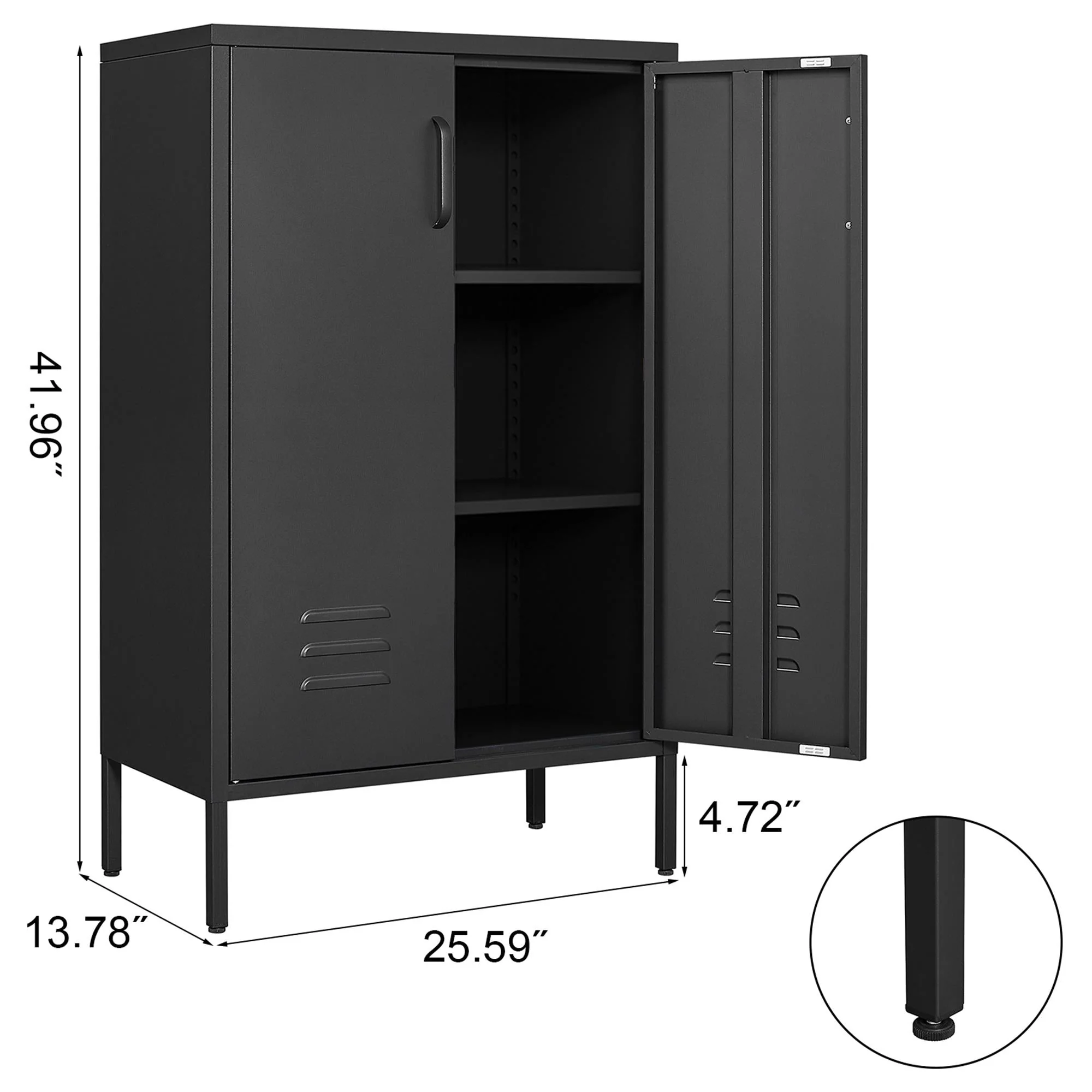 Steel Storage Cabinet 2 Door 2 Movable Shelves - Steel - Image 2