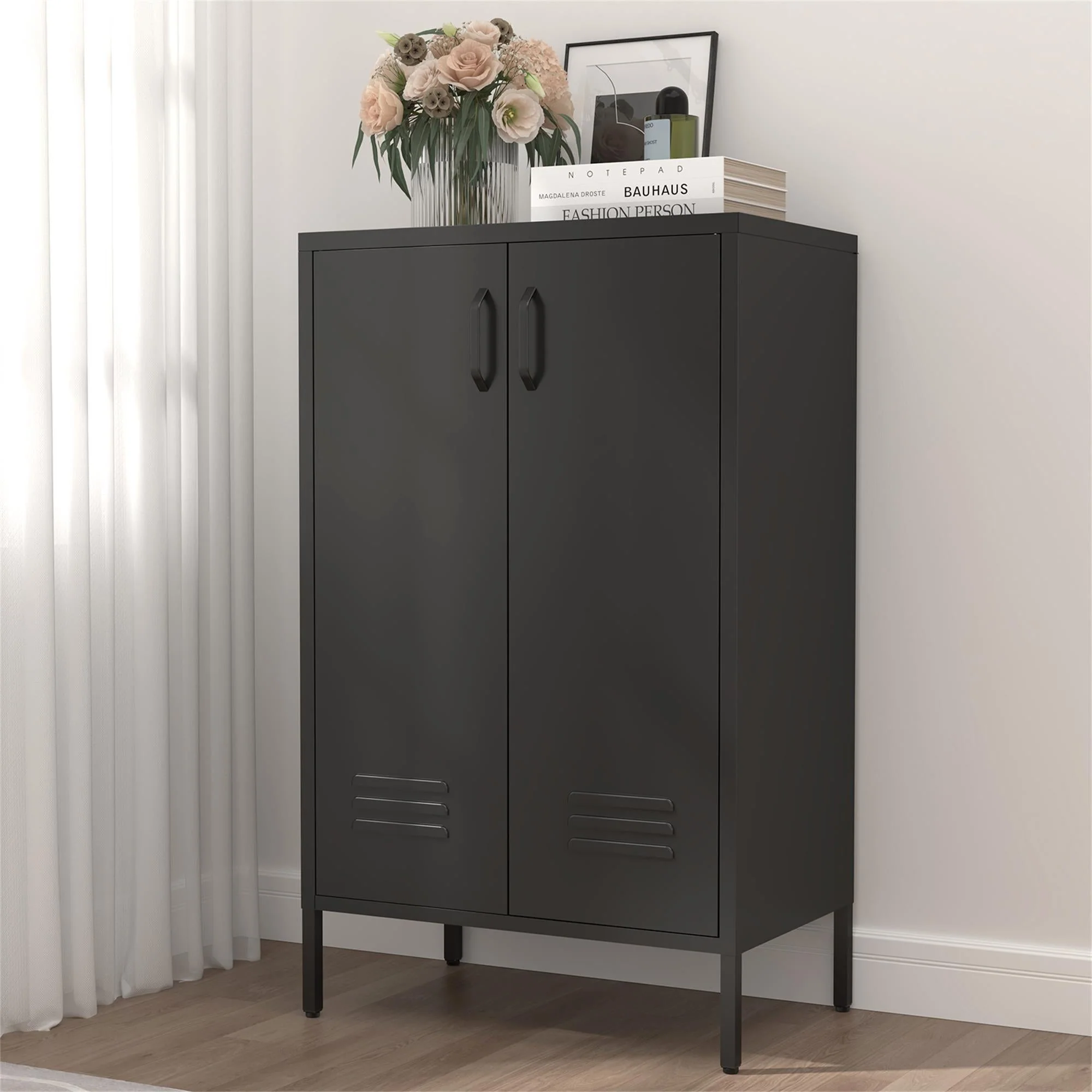 Steel Storage Cabinet 2 Door 2 Movable Shelves - Steel - Image 3