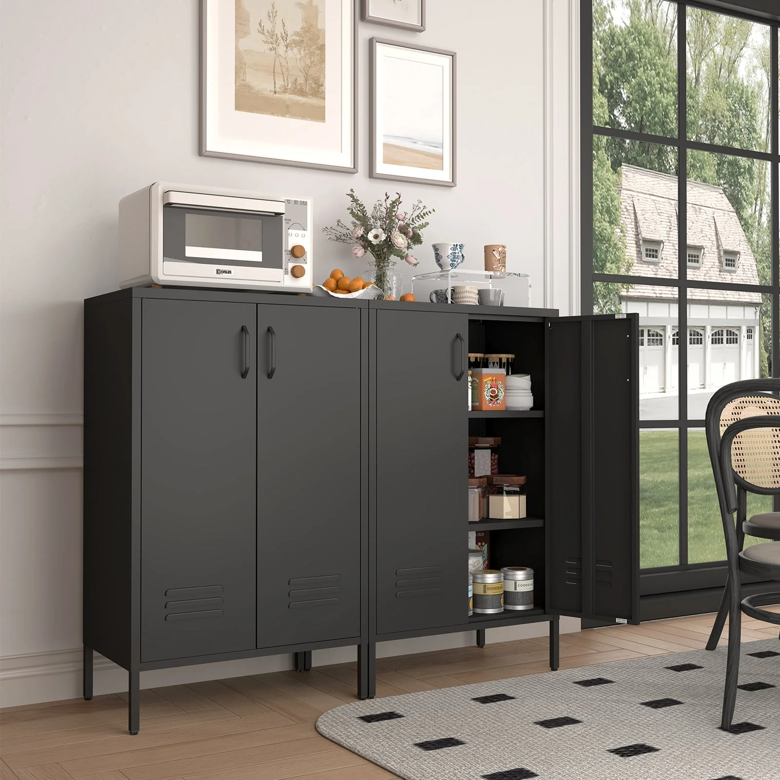 Steel Storage Cabinet 2 Door 2 Movable Shelves - Steel - Image 4