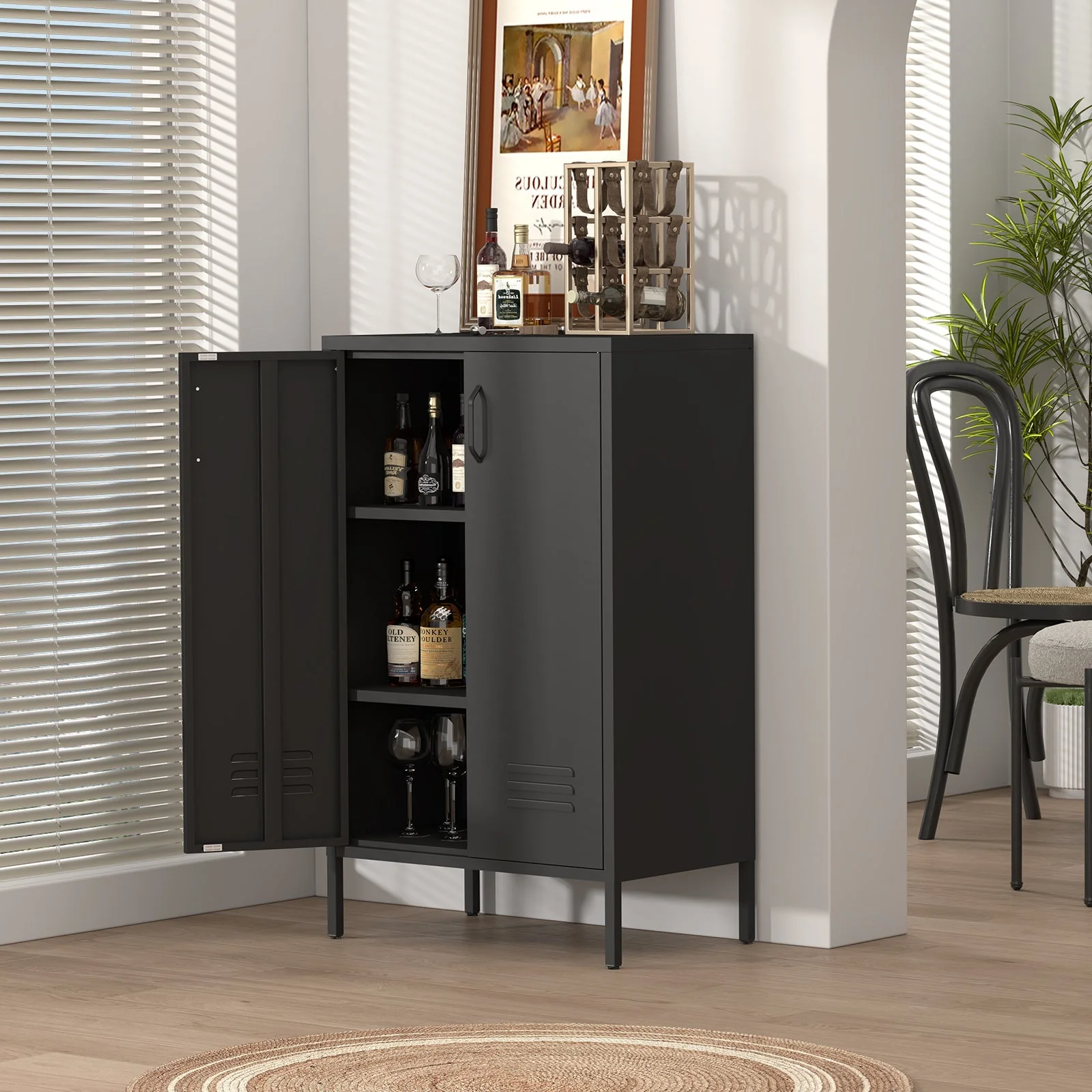 Steel Storage Cabinet 2 Door 2 Movable Shelves - Steel - Image 6