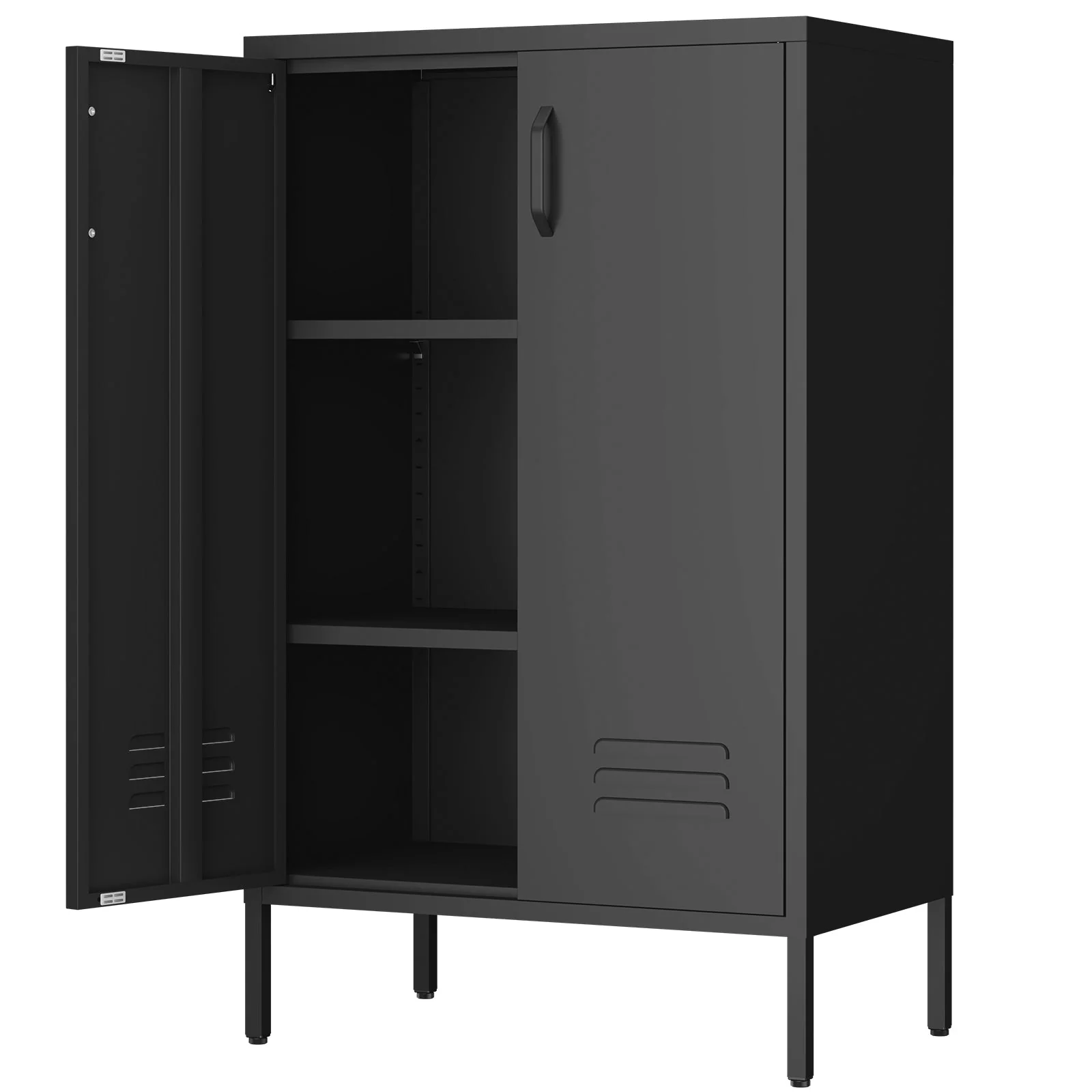 Steel Storage Cabinet 2 Door 2 Movable Shelves - Steel - Image 7