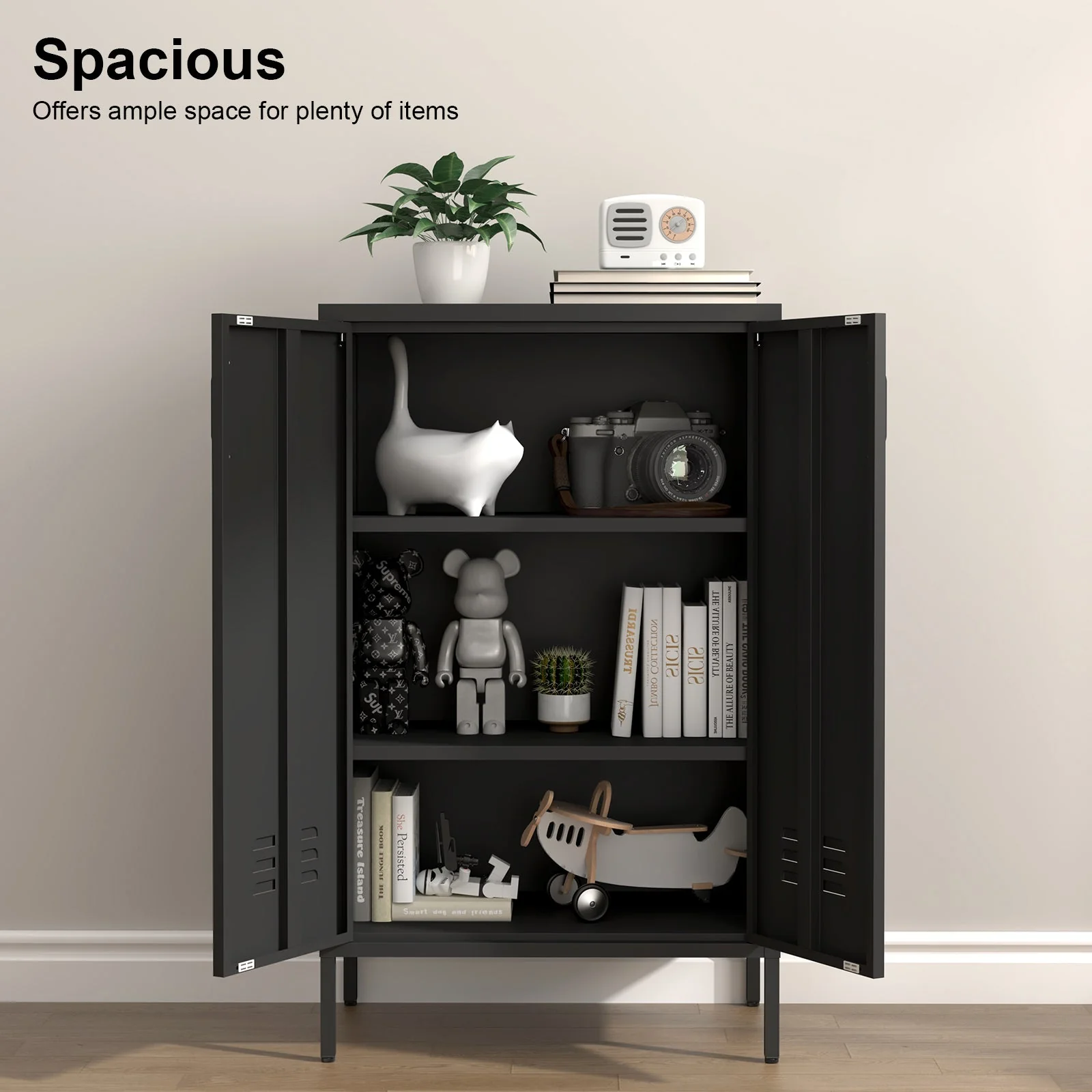 Steel Storage Cabinet 2 Door 2 Movable Shelves - Steel - Image 9