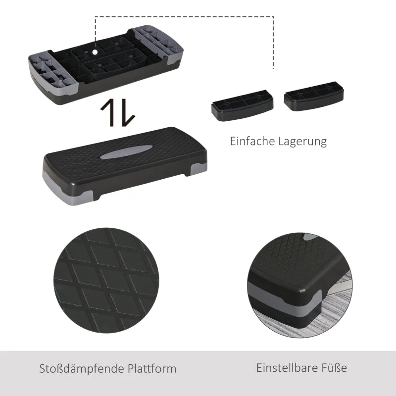 Step Board Aerobic, 2-Level Adjustable, Black Grey - Image 4