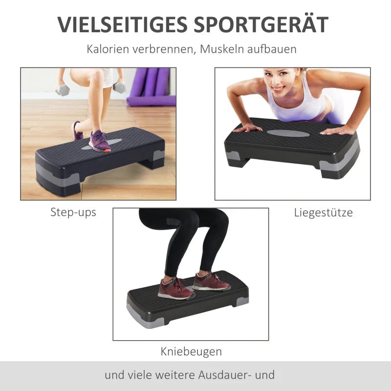 Step Board Aerobic, 2-Level Adjustable, Black Grey - Image 5