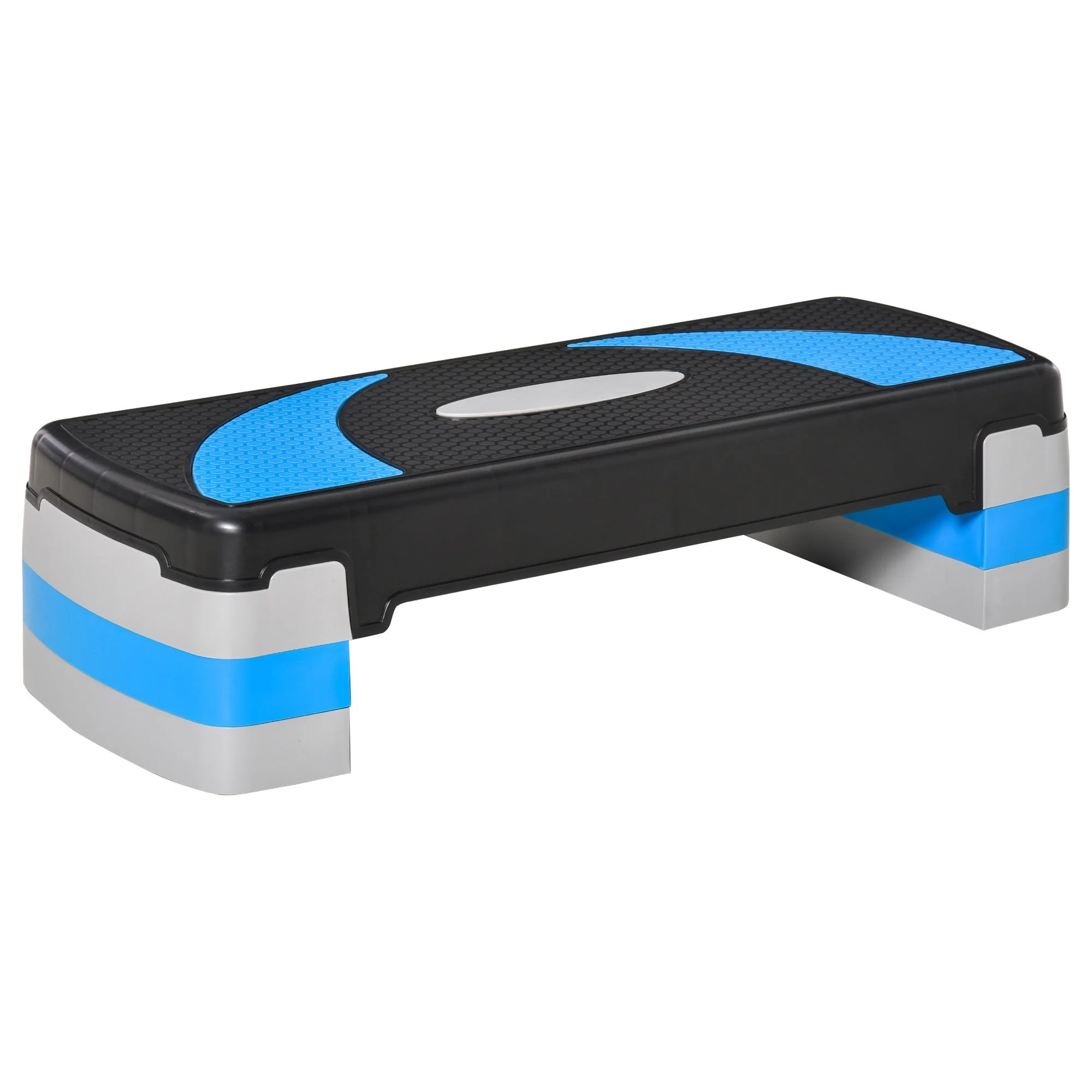 Step board aerobic stepper 3-level adjustable, fitness exercise, 150 kg, light blue - Image 2