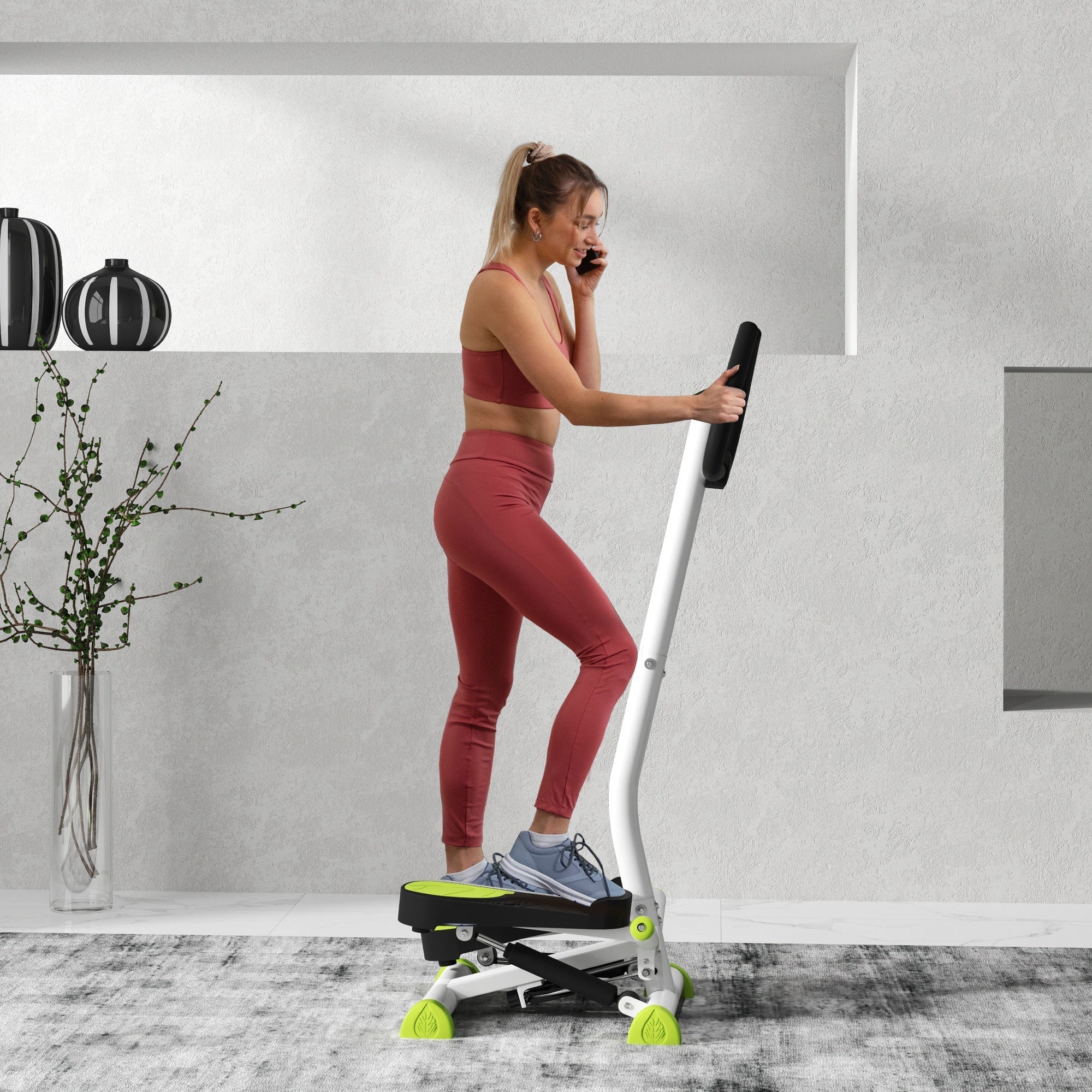 Stepper Fitness Swing Stepper with LCD Screen, Handlebar, Steel ABS, Green
