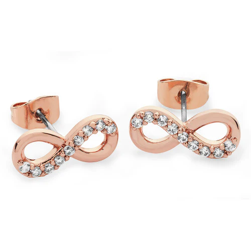 Stone Set Infinity Stud Earrings