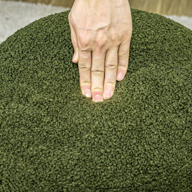 Stool, Round, Teddy Fleece, Green - Image 5