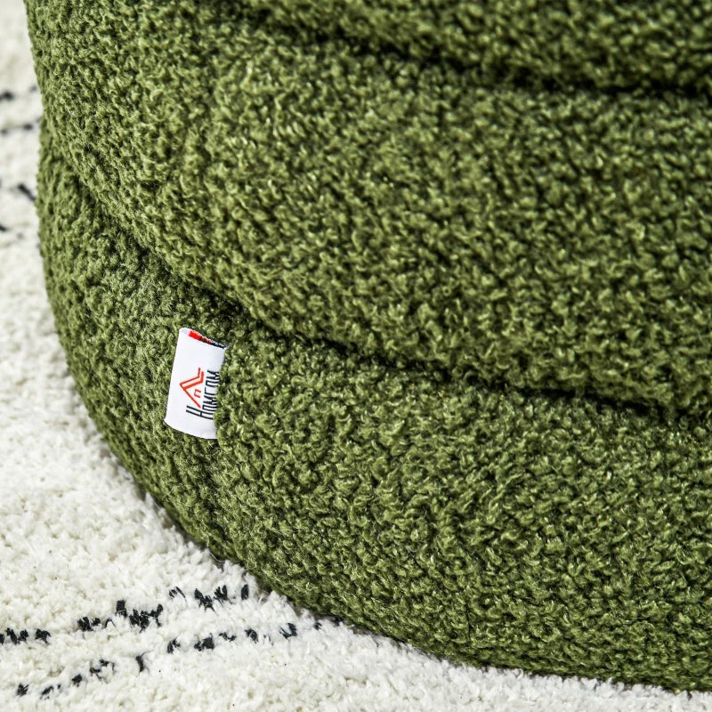 Stool, Round, Teddy Fleece, Green - Image 6
