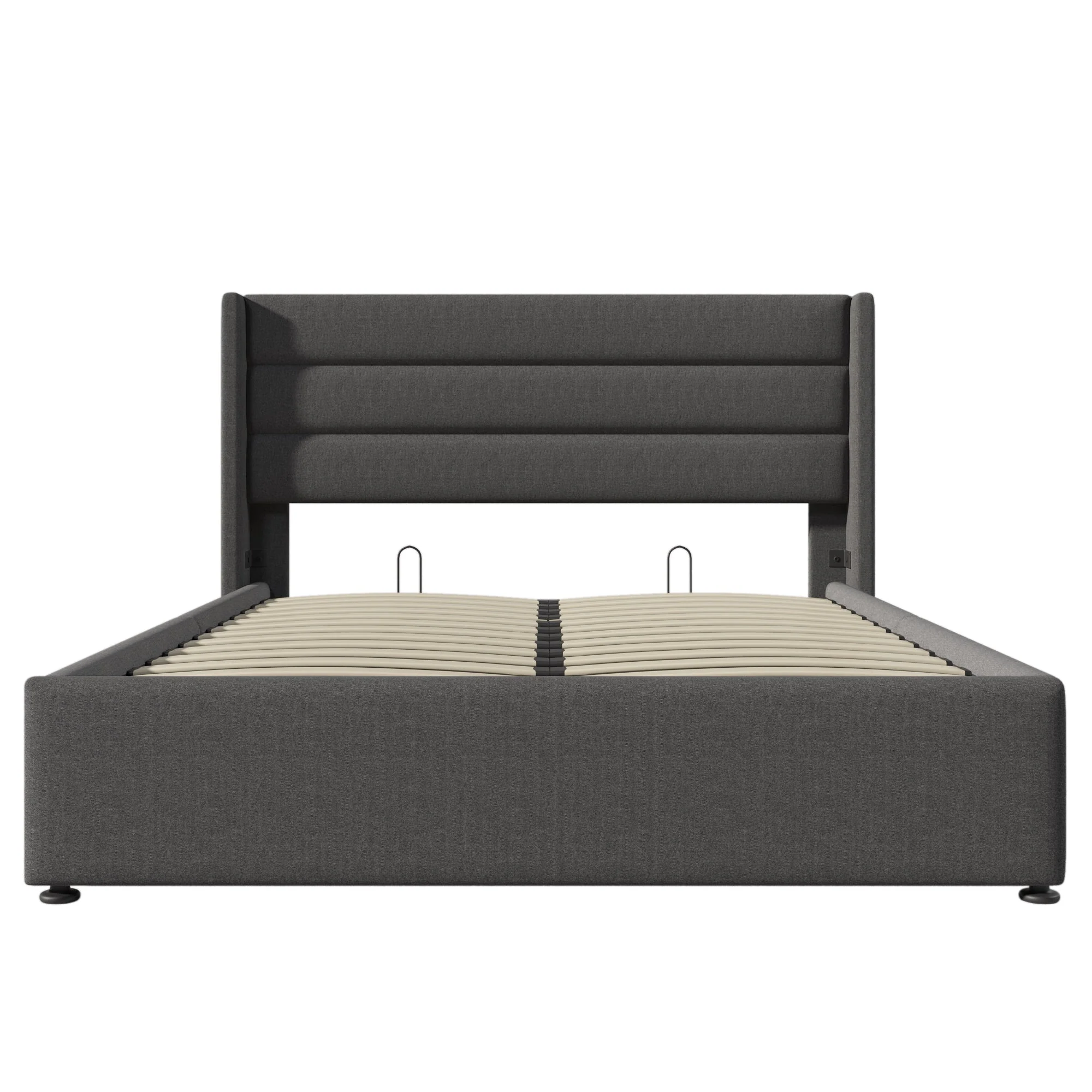 Storage Bed, Hydraulic Double 140x200cm with Mattress & Slatted Frame, Linen Grey - Image 6