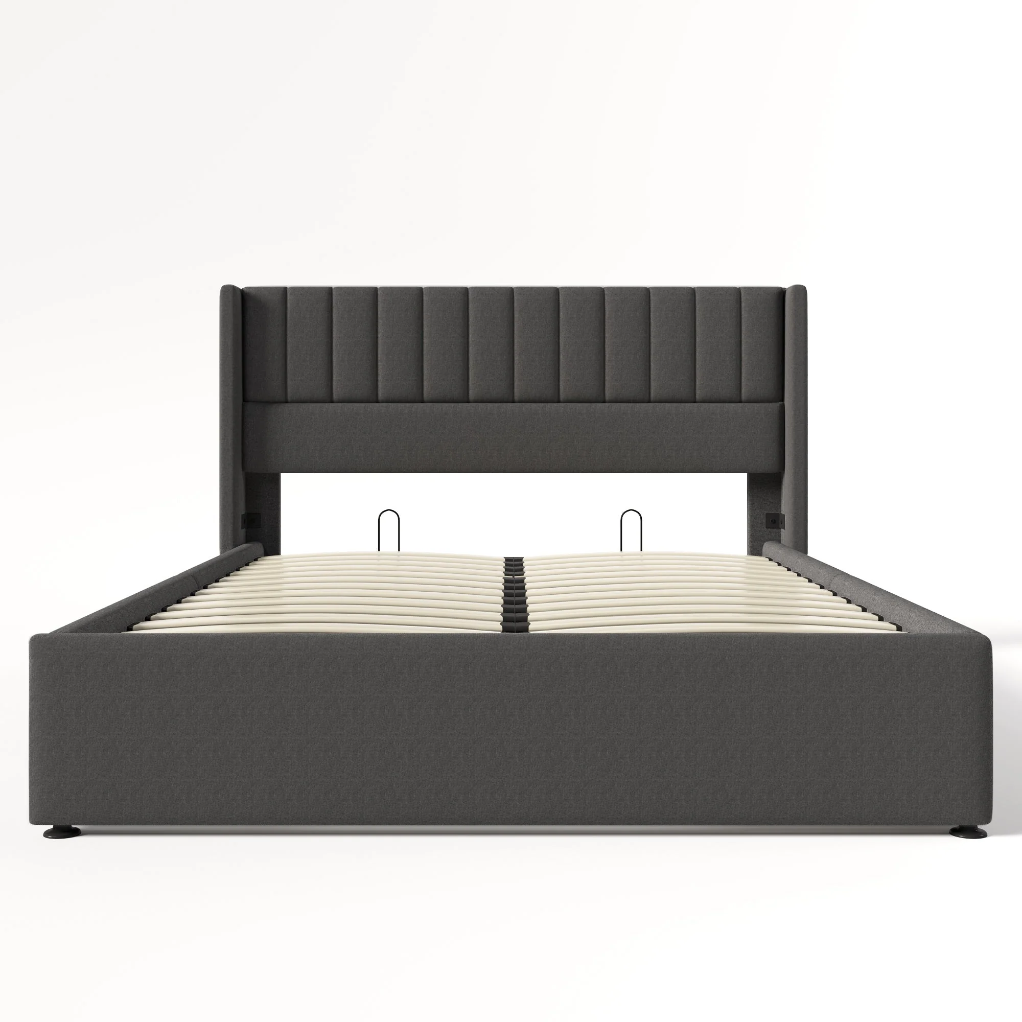 Storage Bed, Hydraulic Double Bed 160x200cm, Linen Grey - Image 3