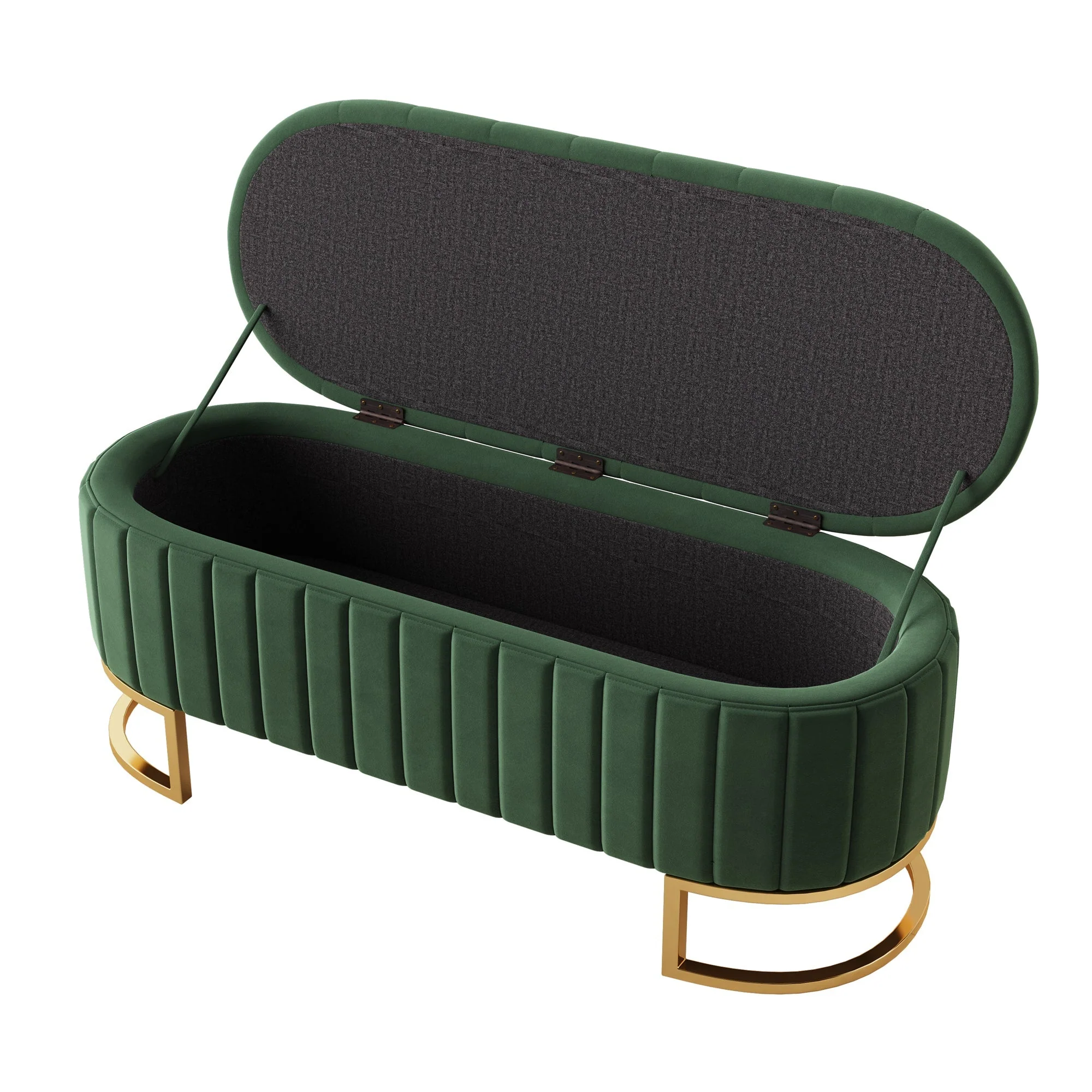 Storage Bench and Footstool with Storage Space, 120 x 40 cm, Green Velvet - Image 7