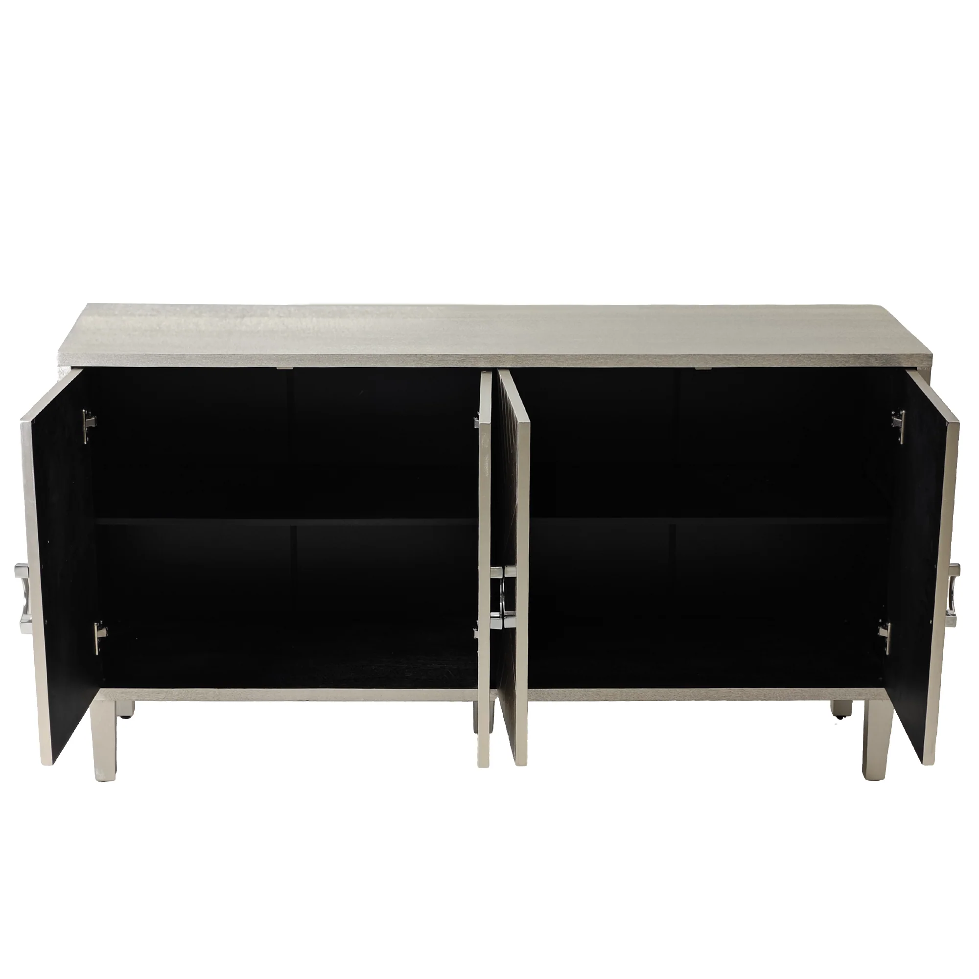 Storage Cabinet, 152CM 4-Door with Pine Legs, MDF Champagne - Image 6