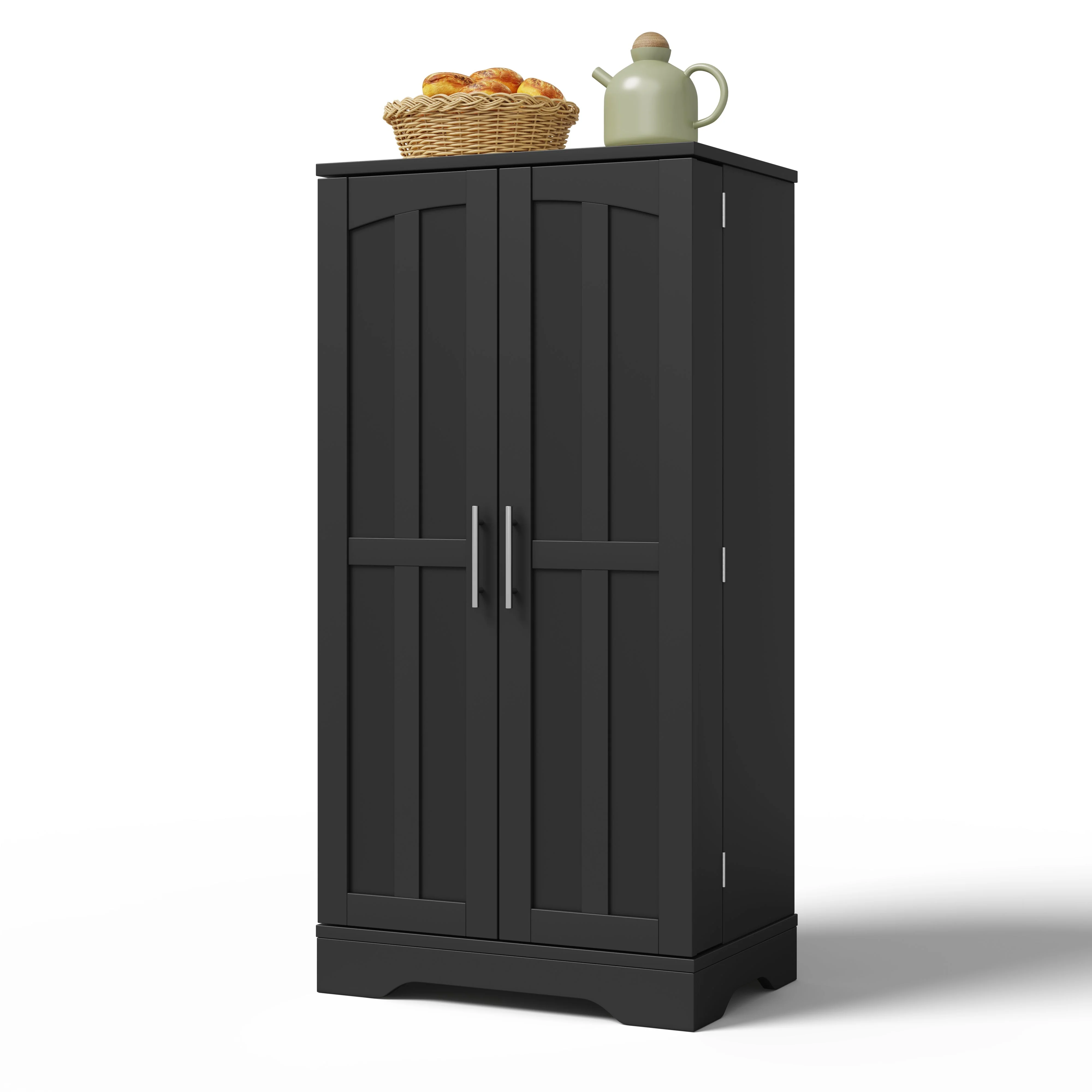 Storage Cabinet 2-Door LED Sensor Light Adjustable Shelves - Black - Image 7