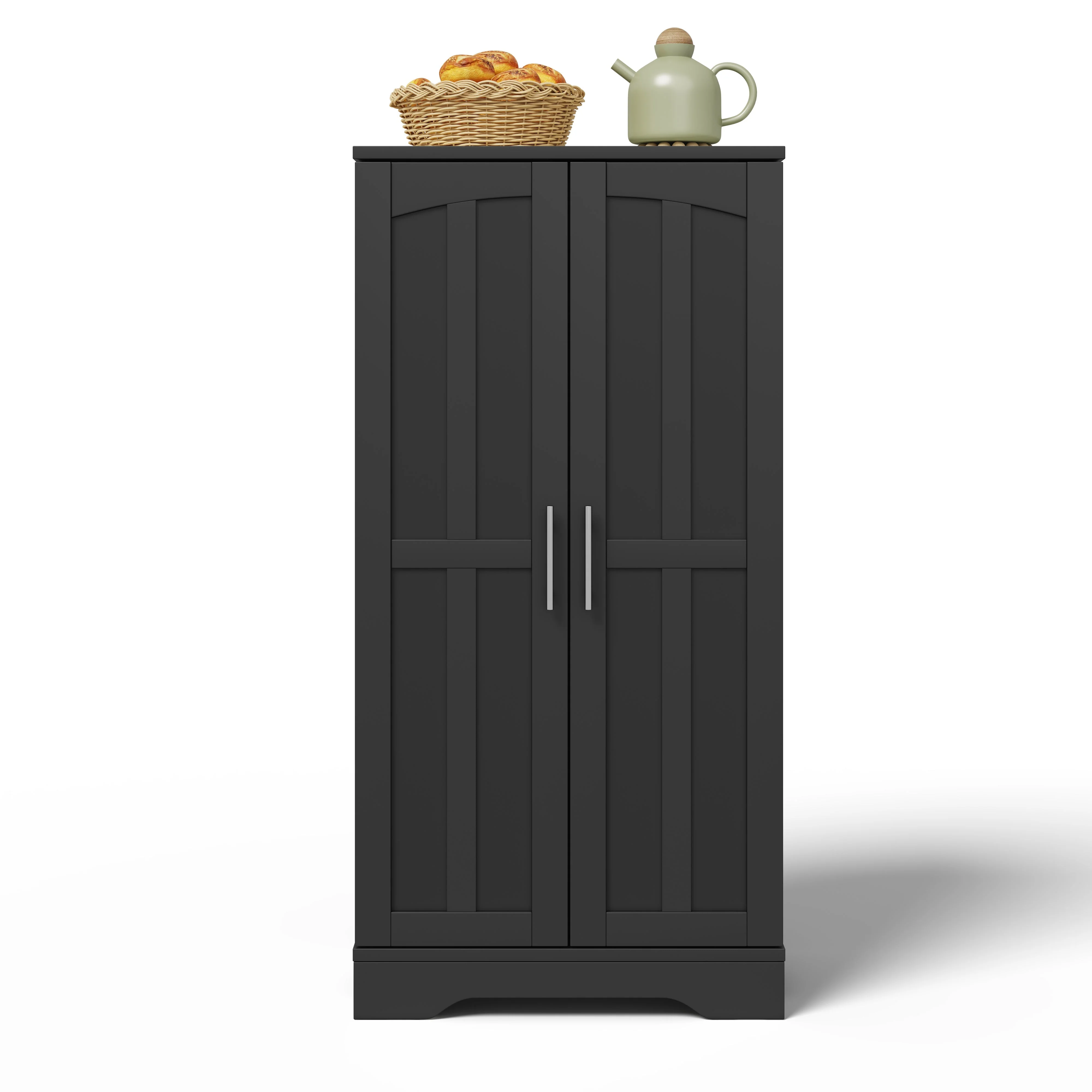 Storage Cabinet 2-Door LED Sensor Light Adjustable Shelves - Black - Image 9