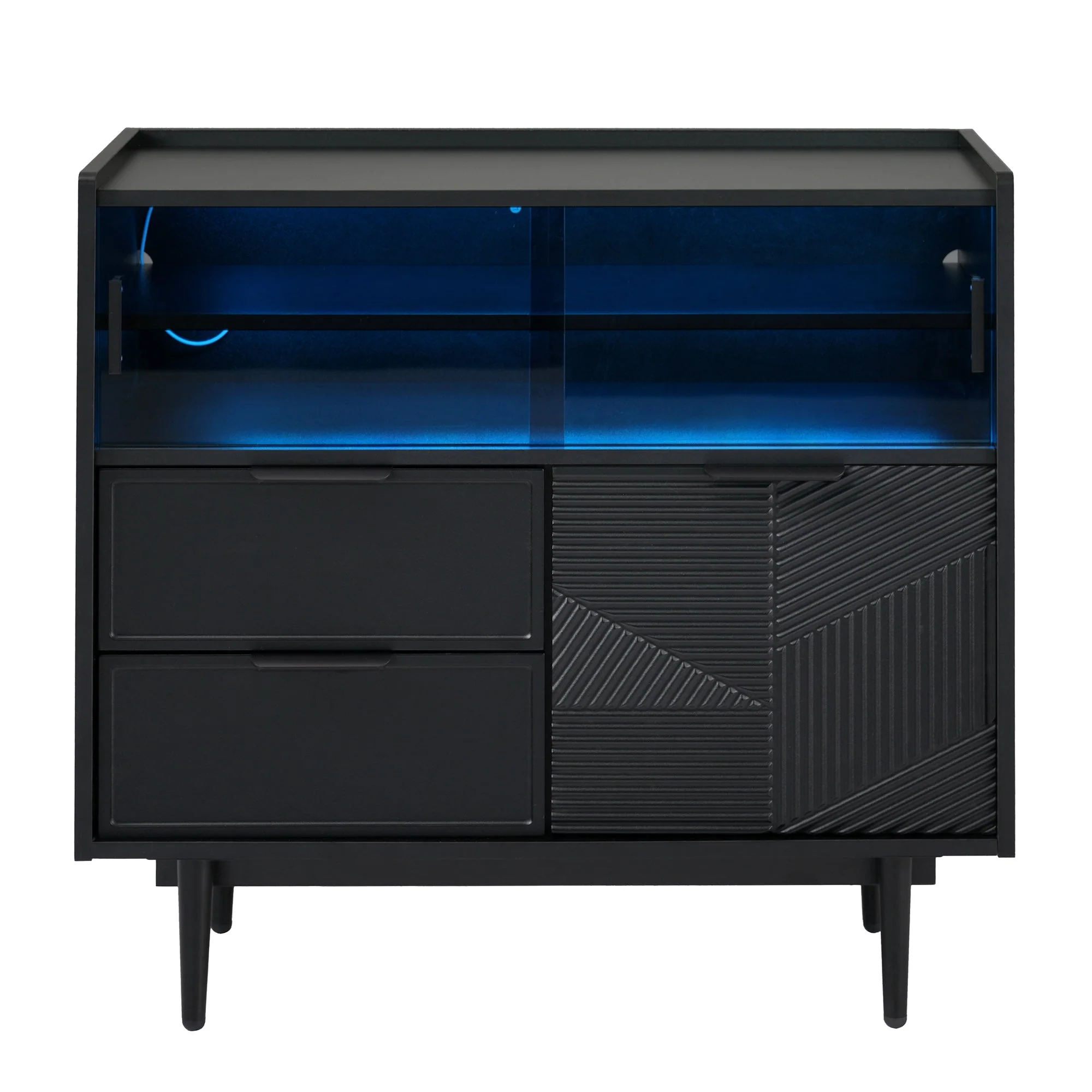 Storage Cabinet Sideboard 80 cm Glass Door, Light Strip - Image 3