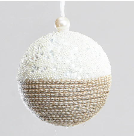 String Beaded Ball - Beige 13cm