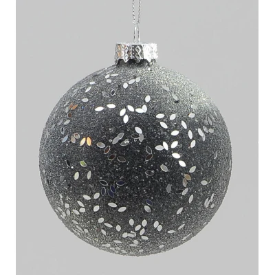 Sugar Bauble Black Silver 80mm