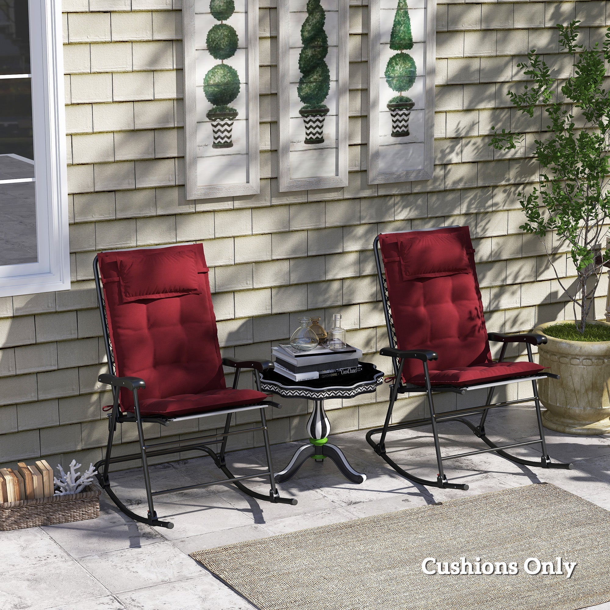 Sun Lounger Cushions, Water-Repellent, 50x116x5 cm, Wine Red - Image 3