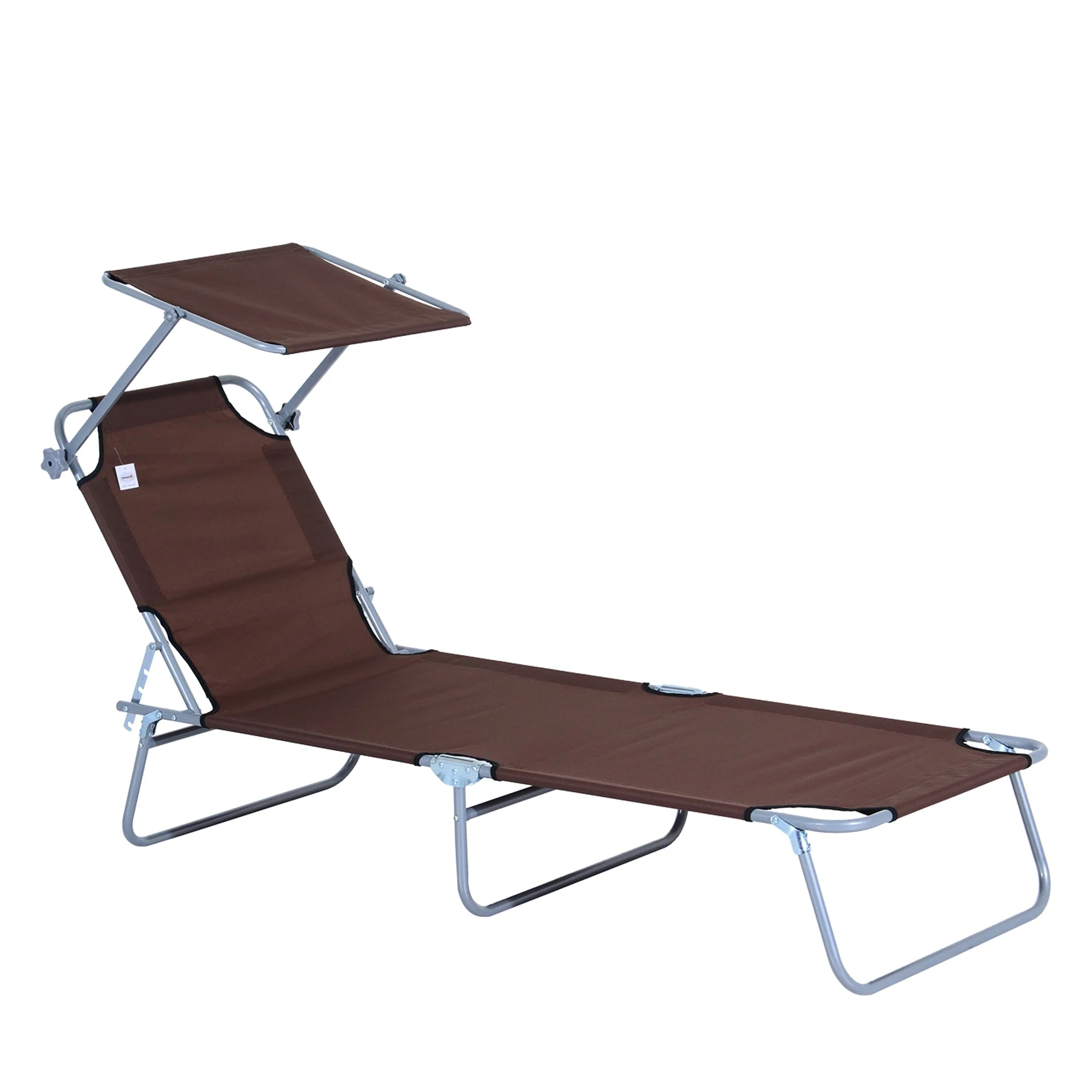 sun lounger foldable with sun protection, brown - Image 2