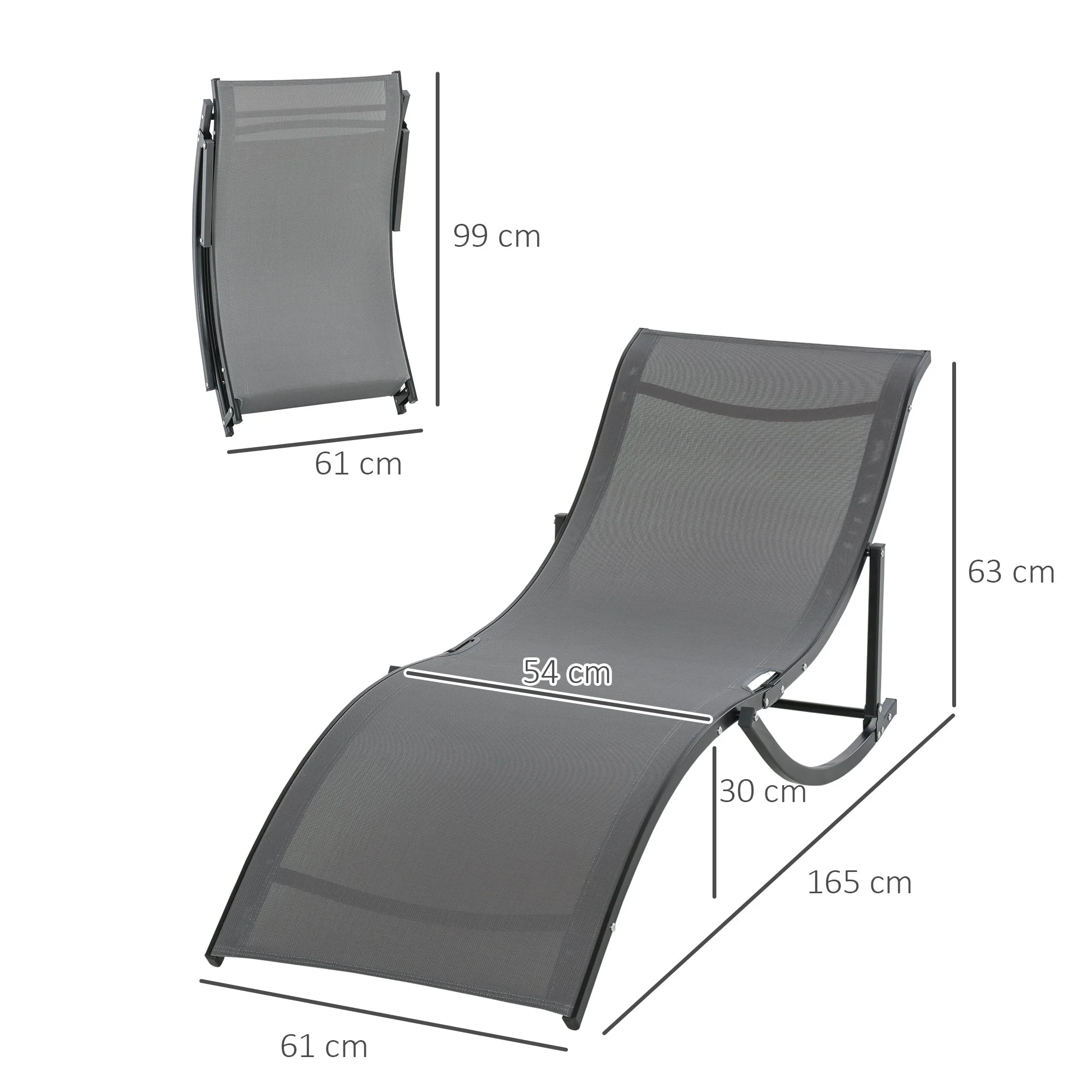 Sun Loungers Set of 2 Ergonomic Recliner Aluminum Texteline Dark Grey - Image 3