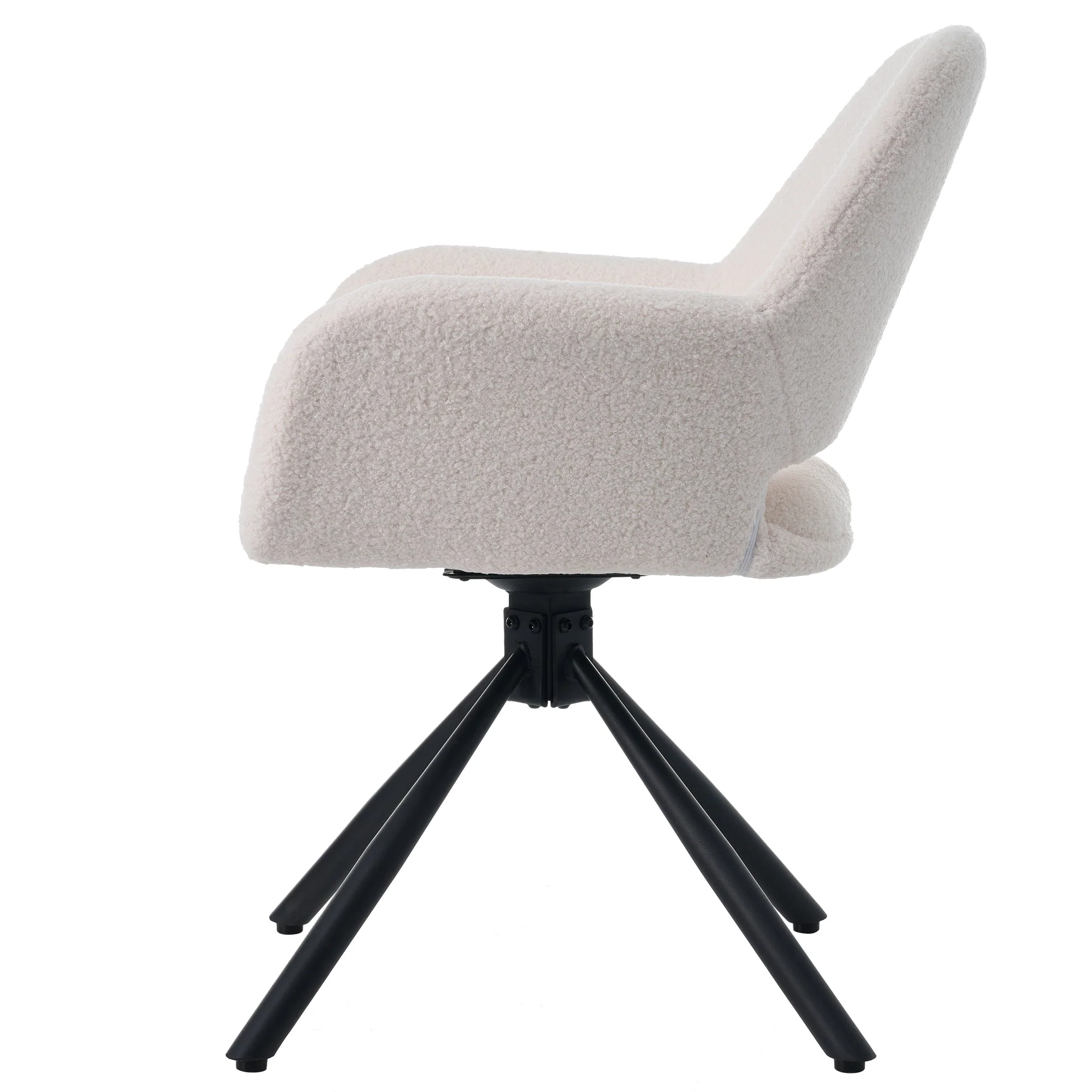 Swivel Dining Chair Set of 2 Sherpa Armrests - White - Image 8
