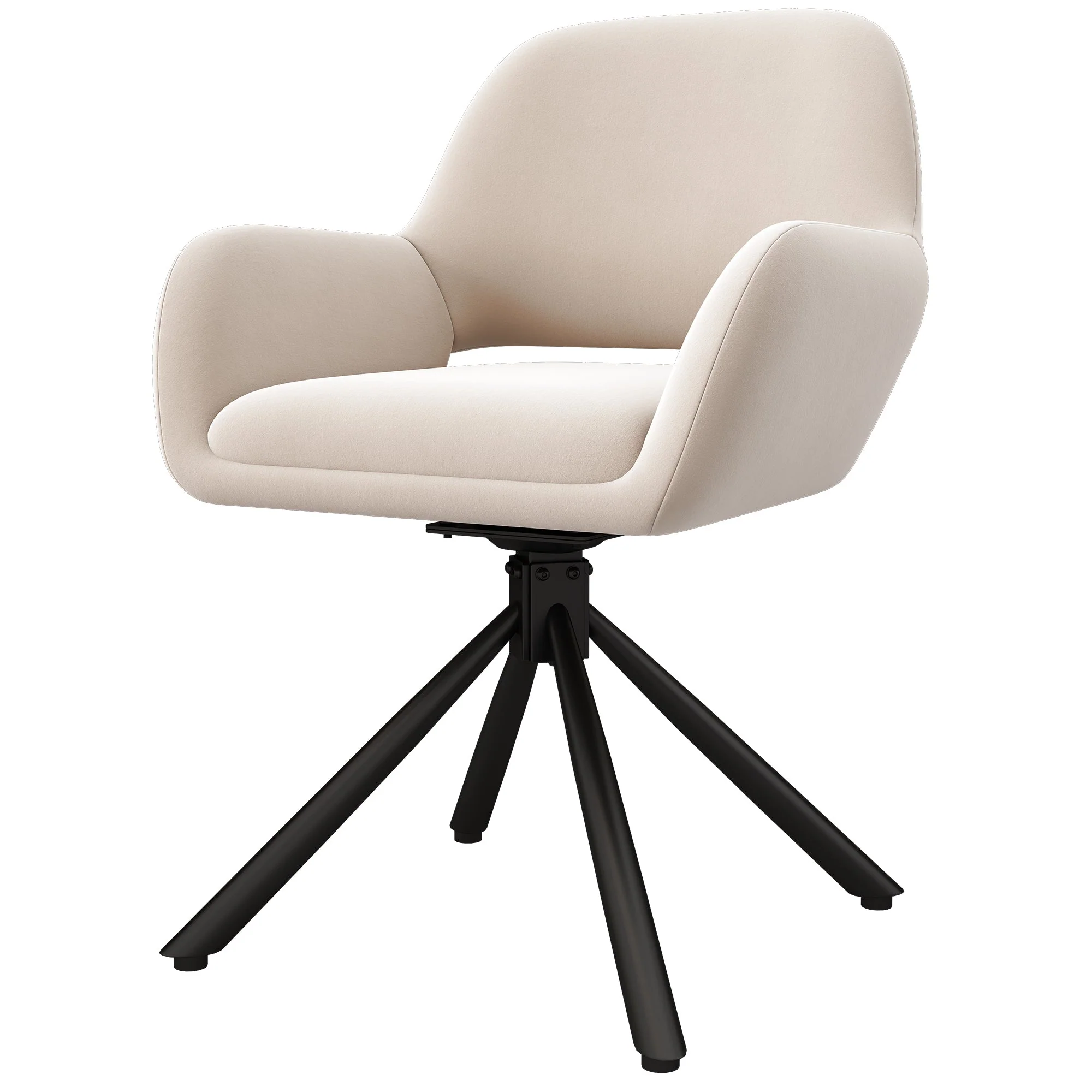 Swivel Dining Chair Set of 4 with Handrails, Modern and Simple, Beige Velvet - Image 8