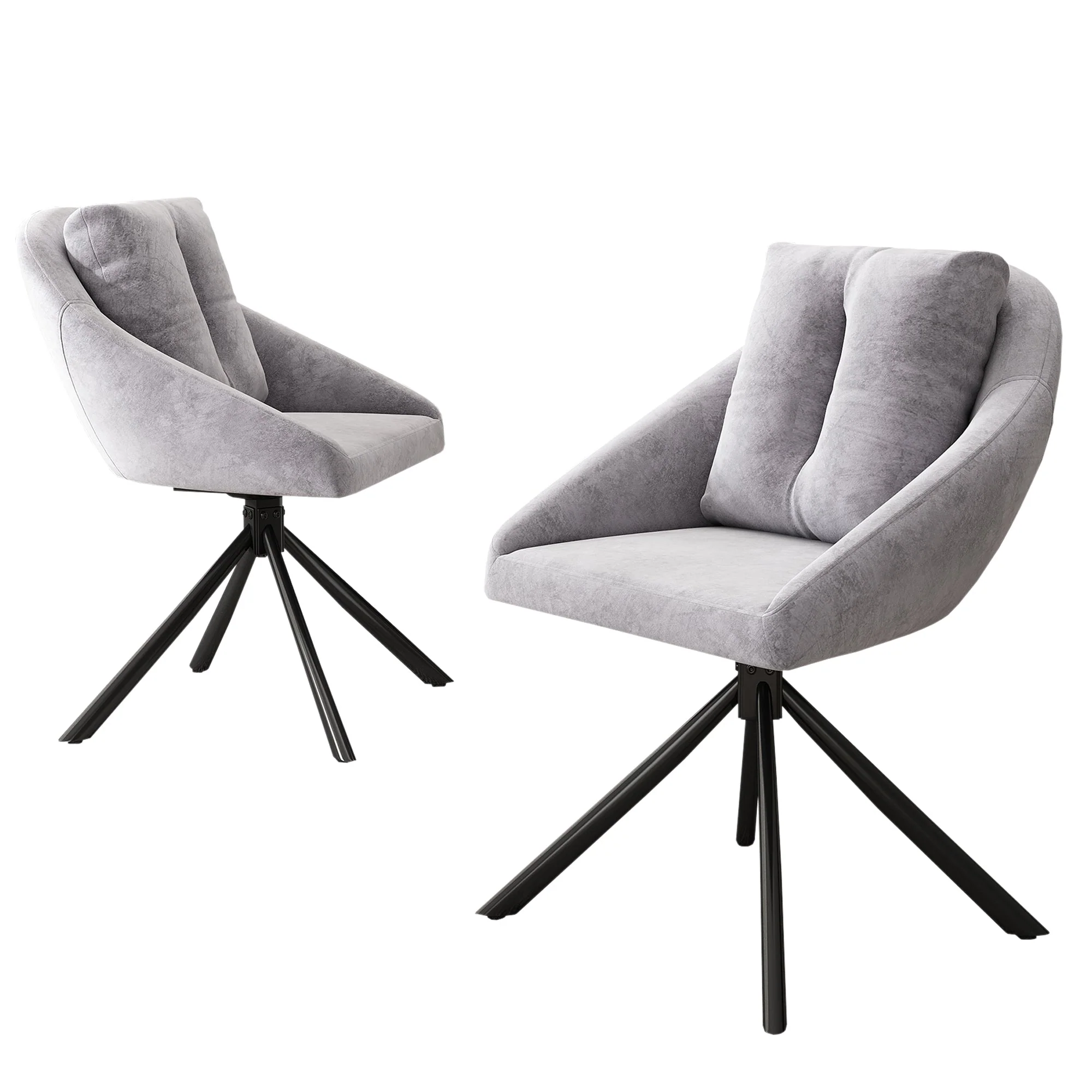 Swivel Dining Chair with Ergonomic Design and Breathable Fabric, Grey Velvet - Image 5