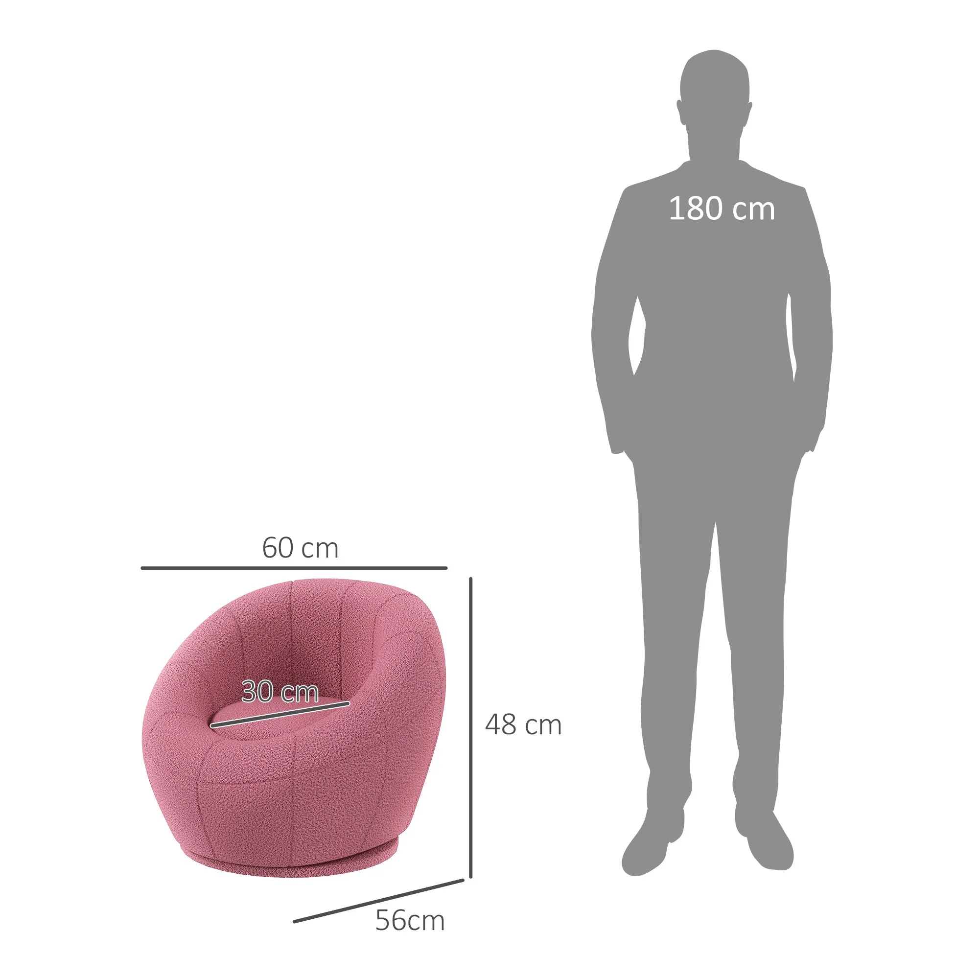 Swivel Lounge Chair, Plush, Single, 120 kg capacity, Pink - Image 3