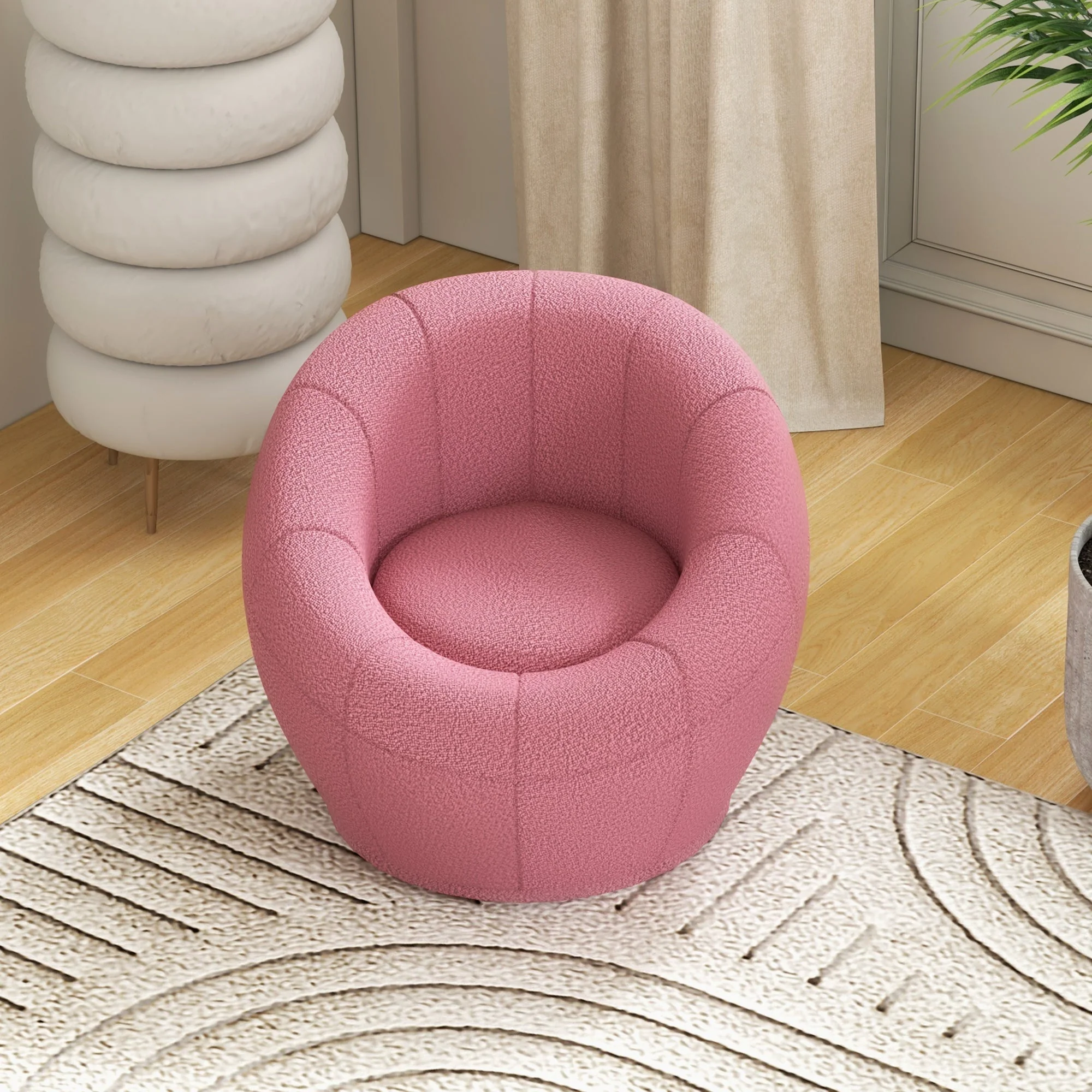 Swivel Lounge Chair, Plush, Single, 120 kg capacity, Pink - Image 7