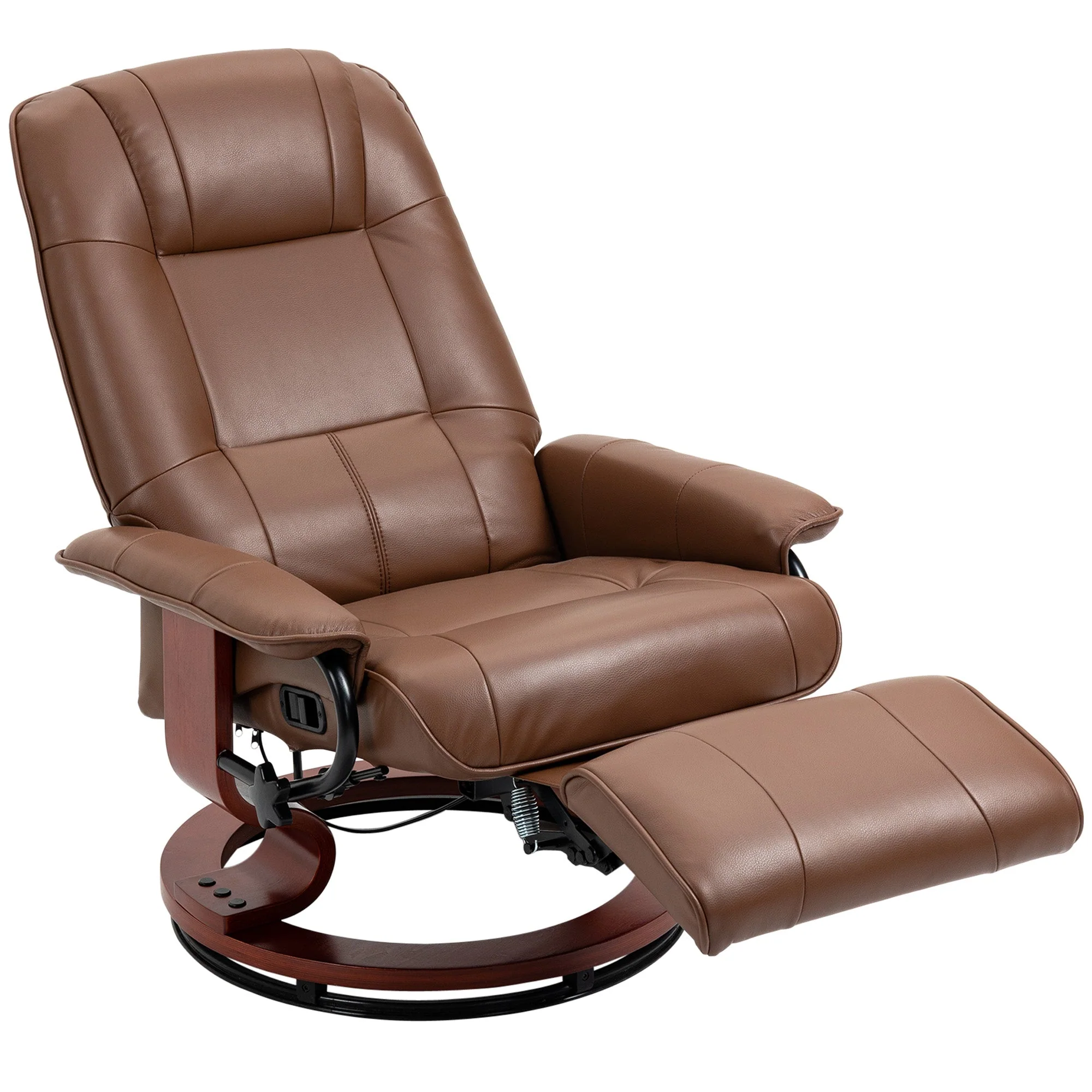 Swivel Recliner Chair, Reclining Footrest Armrests, Faux Leather - Image 2