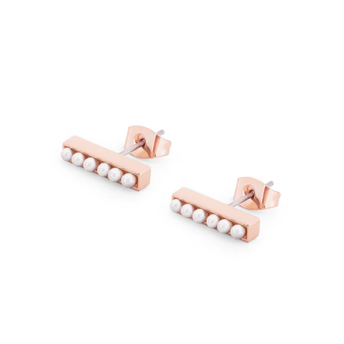 T-Bar Stud Earrings Rose Gold