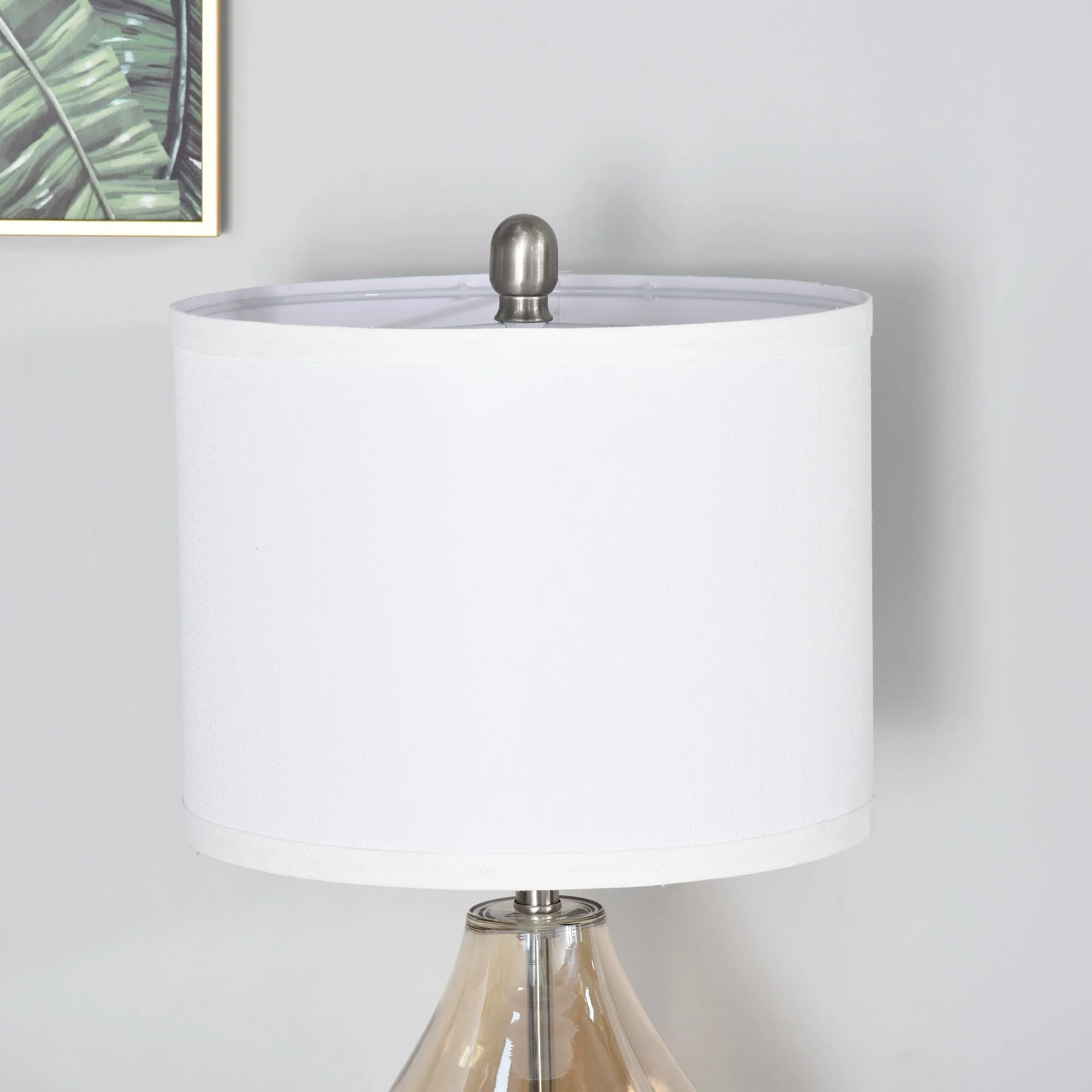 Table Lamp Set of 2 Bedside Lamps E27 Socket 40W Glass Linen Steel Amber - Image 8