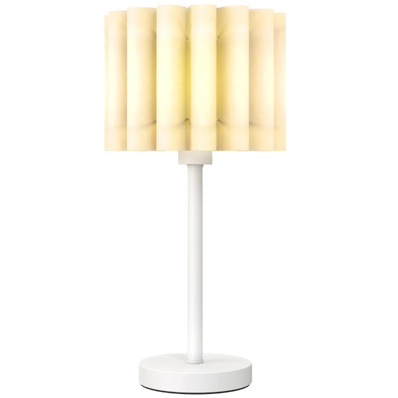Table lamp with wave lampshade, E27 socket, button switch, white - Image 2