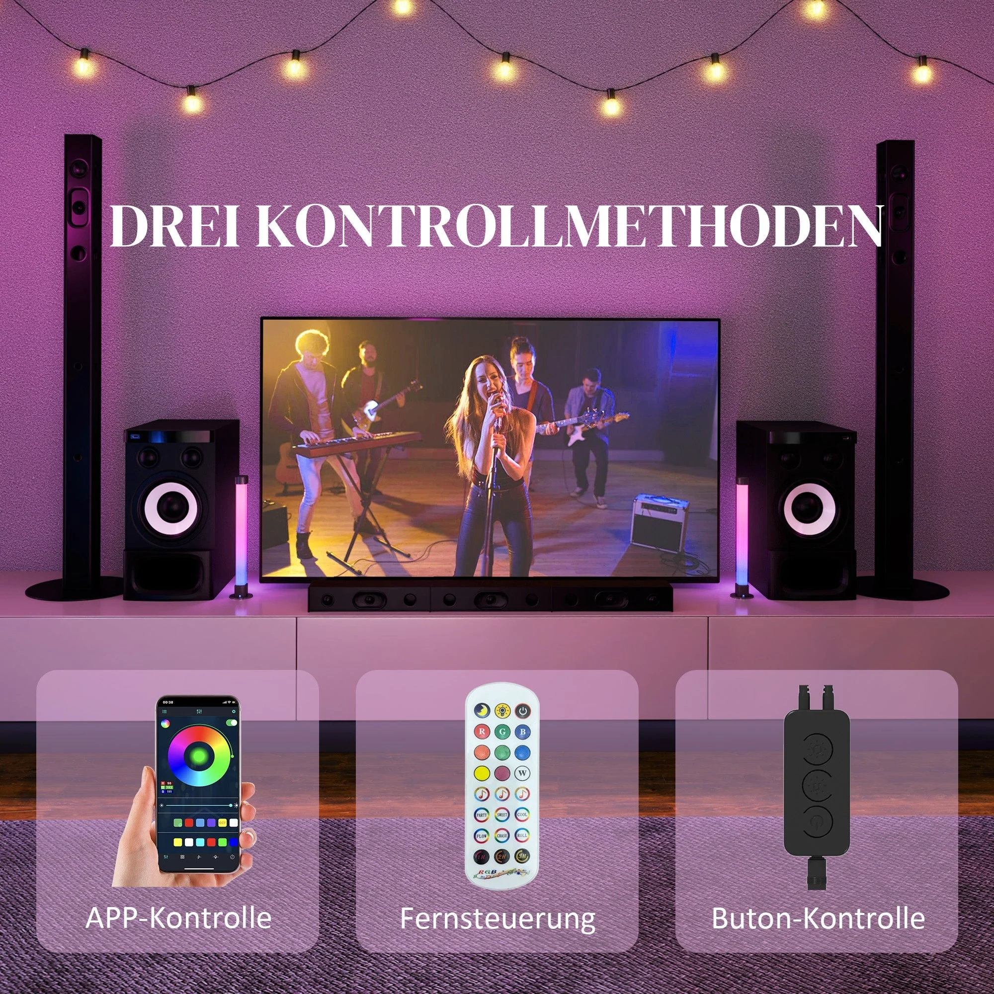 Table Lamps (Set of 2) with App and Remote Control, Music Synchronization, Color Modes, Timer, Smart Bedside Lamp, White - Image 6