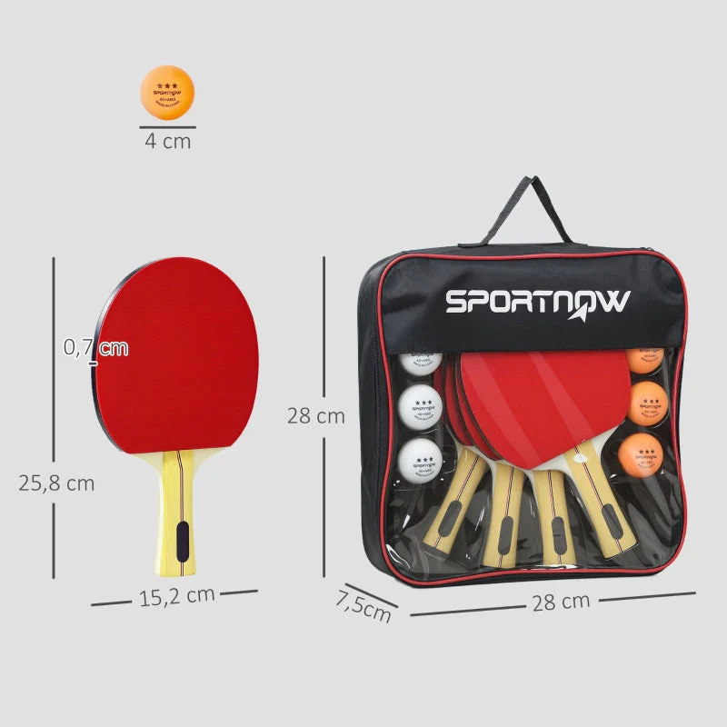 Table Tennis Set - 4 Rackets, 8 Balls, Carry Bag - Image 3