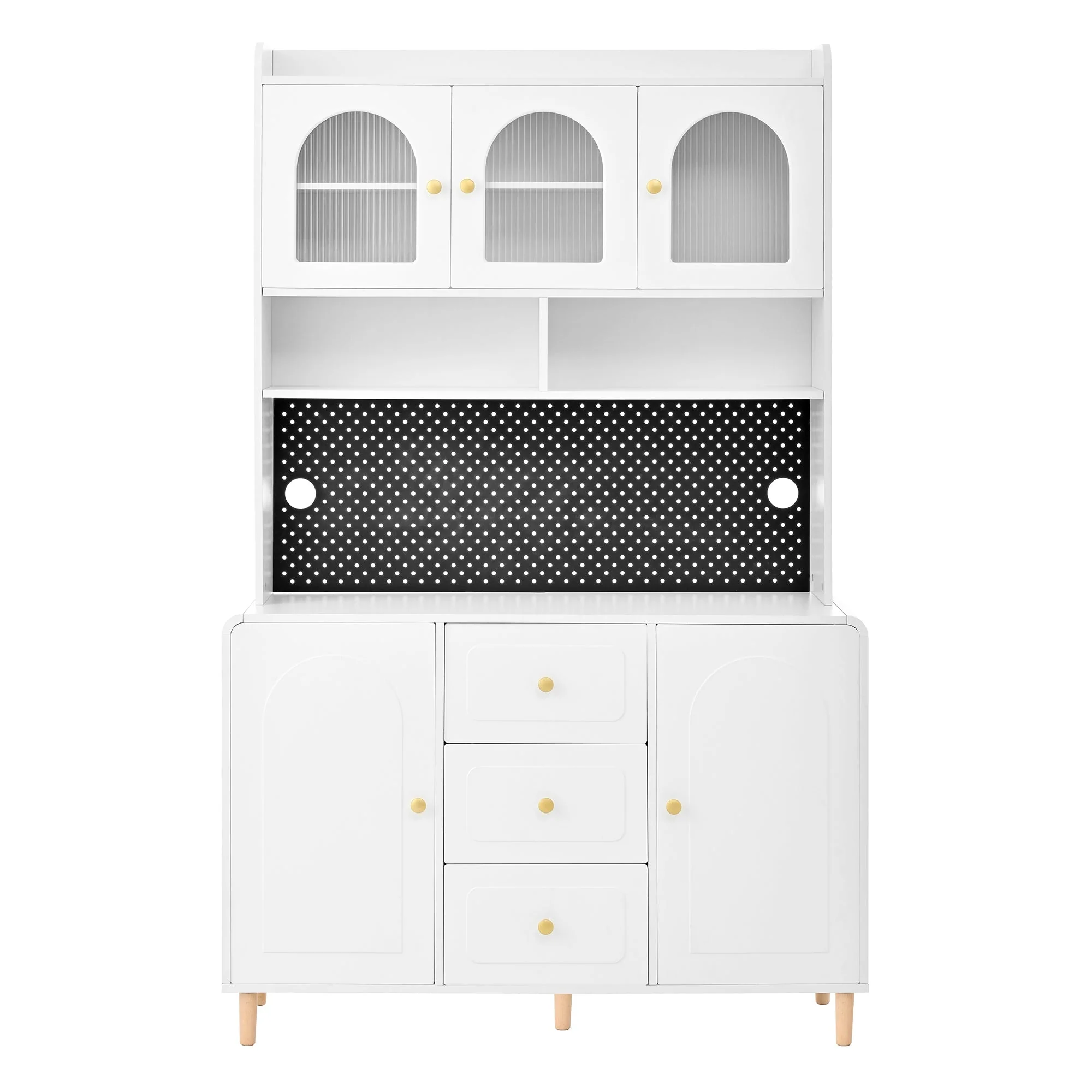Tall Cabinet Pegboard Bar Storage Drawers White - Image 10