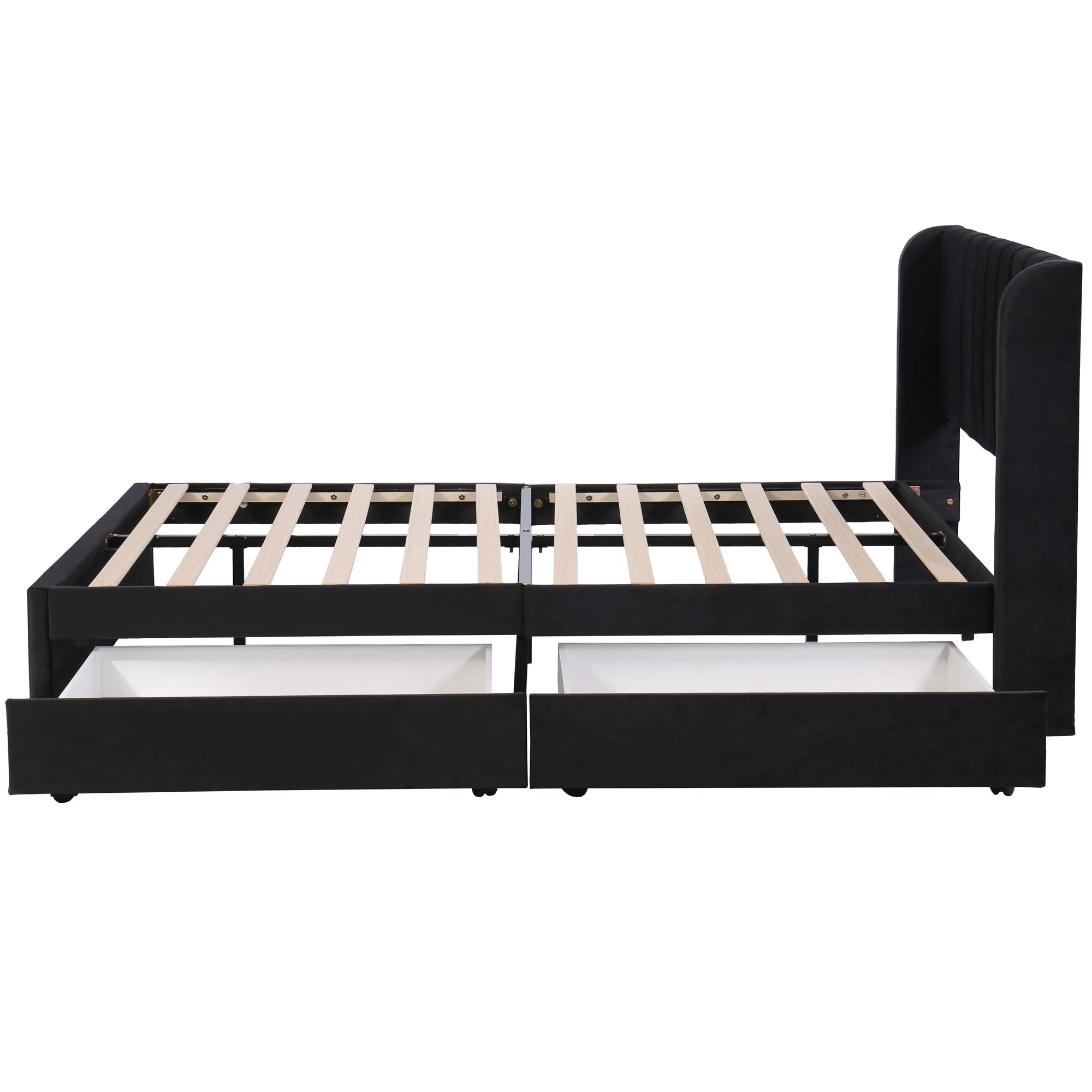 Tall Cabinet Sideboard with Pegboard Drawers Storage Solid Wood Legs Black - Image 2