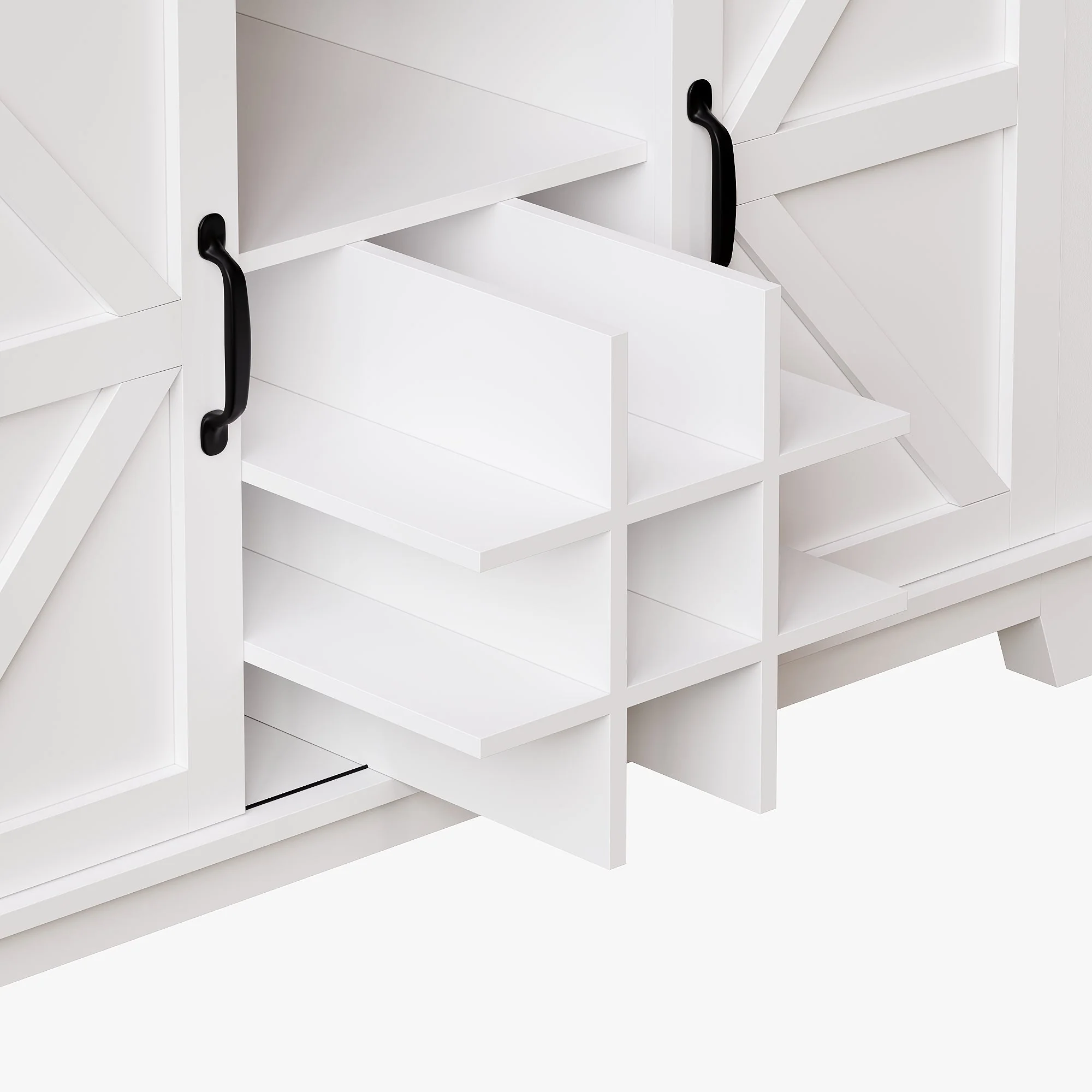 Tall Kitchen Cabinet with LED Lighting and Adjustable Shelves, White - Image 8