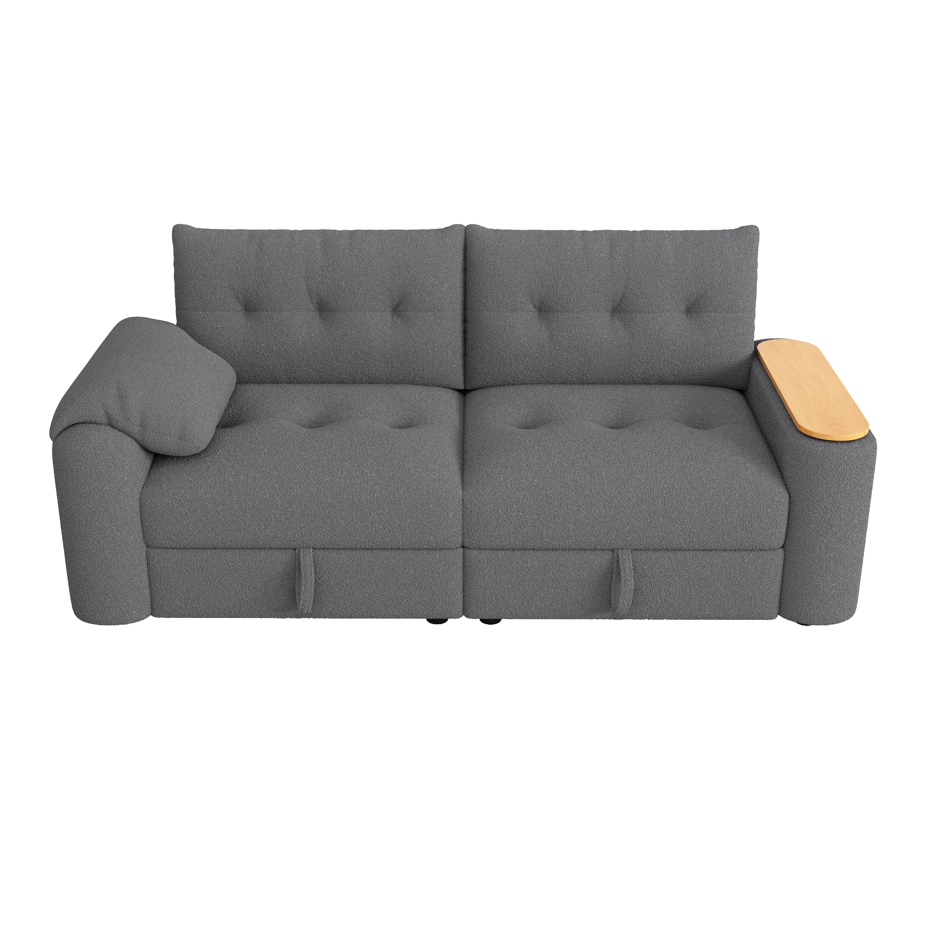 Teddy Plush Sofa, 3-Seater Modular Sofa Bed with Storage and Side Table, Gray - Image 10