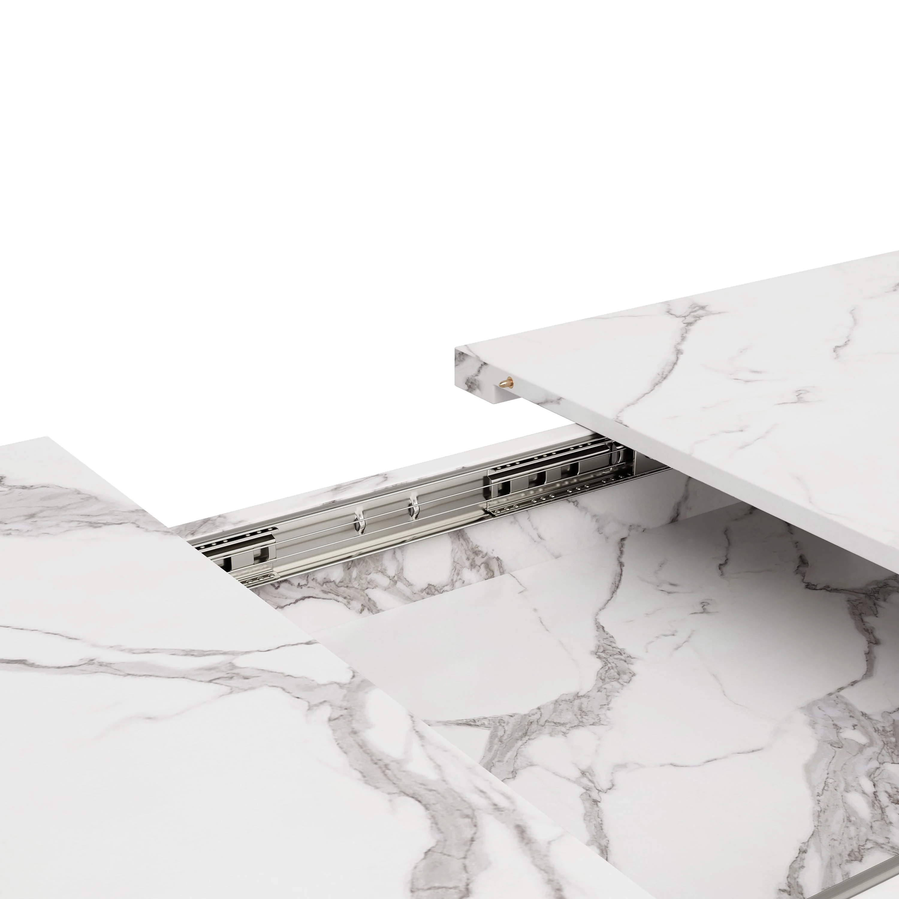 Telescopic Dining Table 120-160cm Extendable Black Crossed Legs - White Marble - Image 4