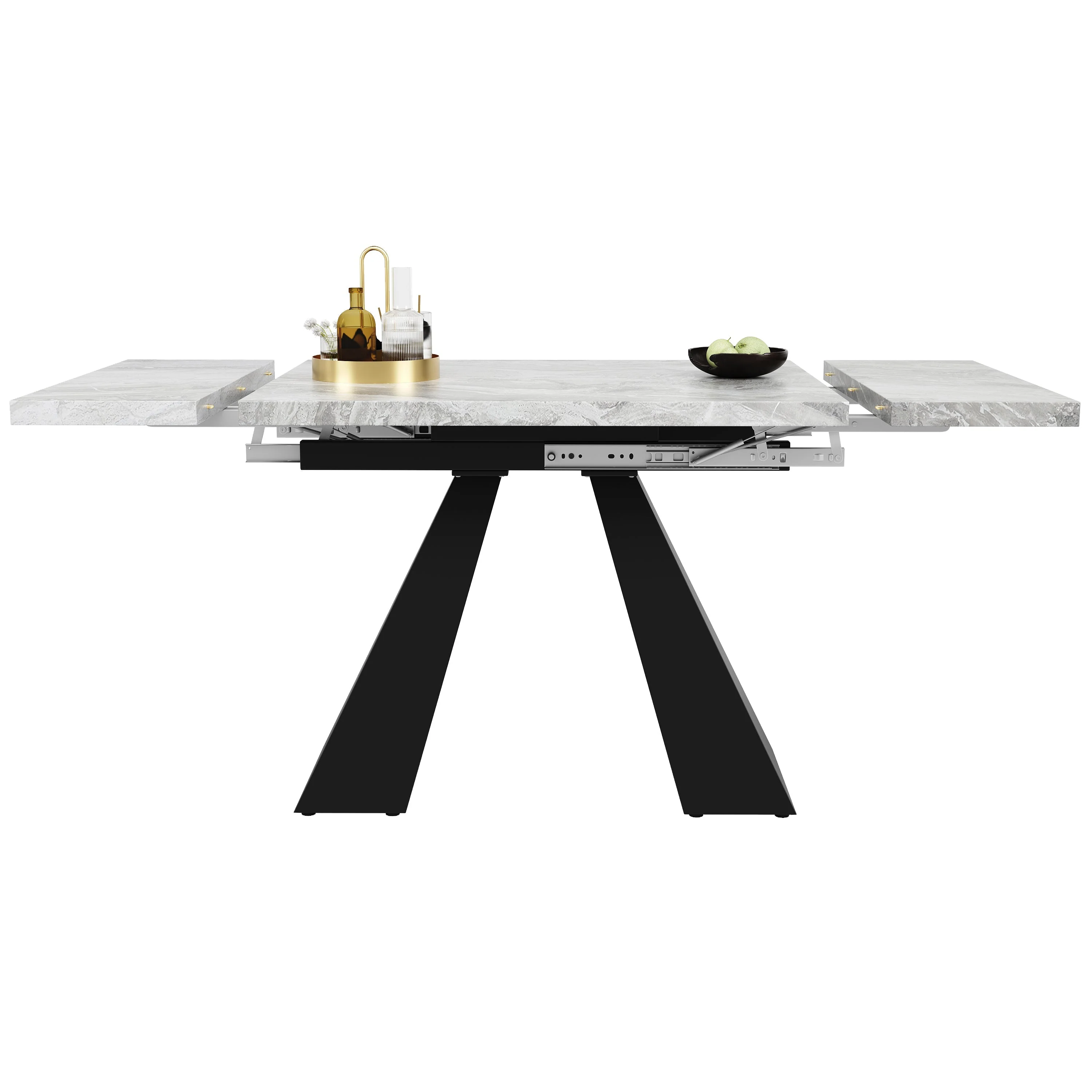 Telescopic Dining Table 99-159cm Extendable Pedestal Legs - Grey - Image 3