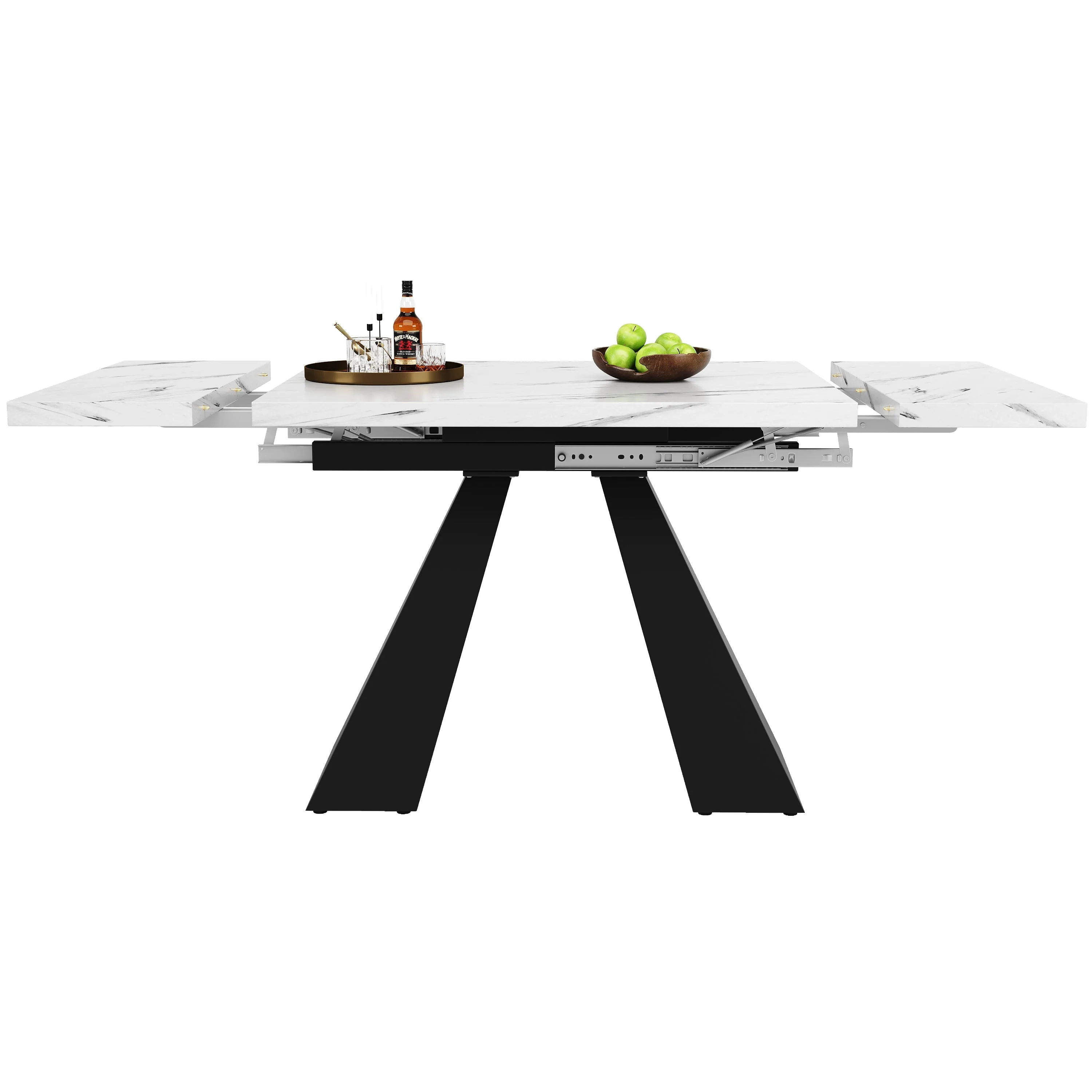 Telescopic Dining Table 99-159cm Extendable Pedestal Legs - White - Image 6