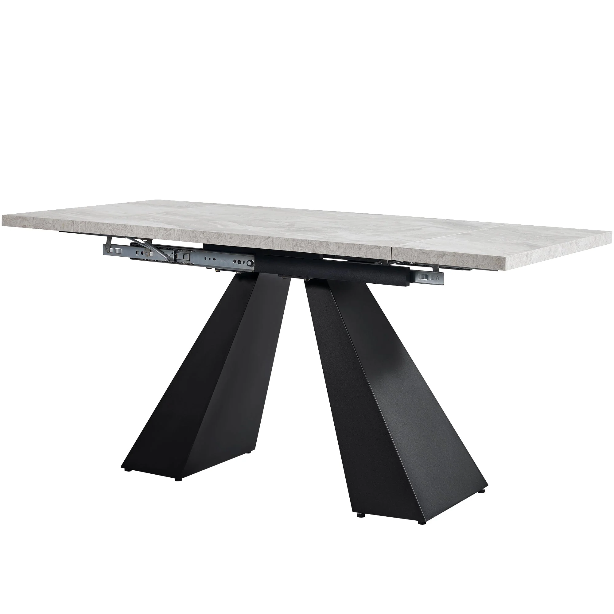 Telescopic Dining Table Extendable 99-159cm Pedestal Legs - Grey - Image 8