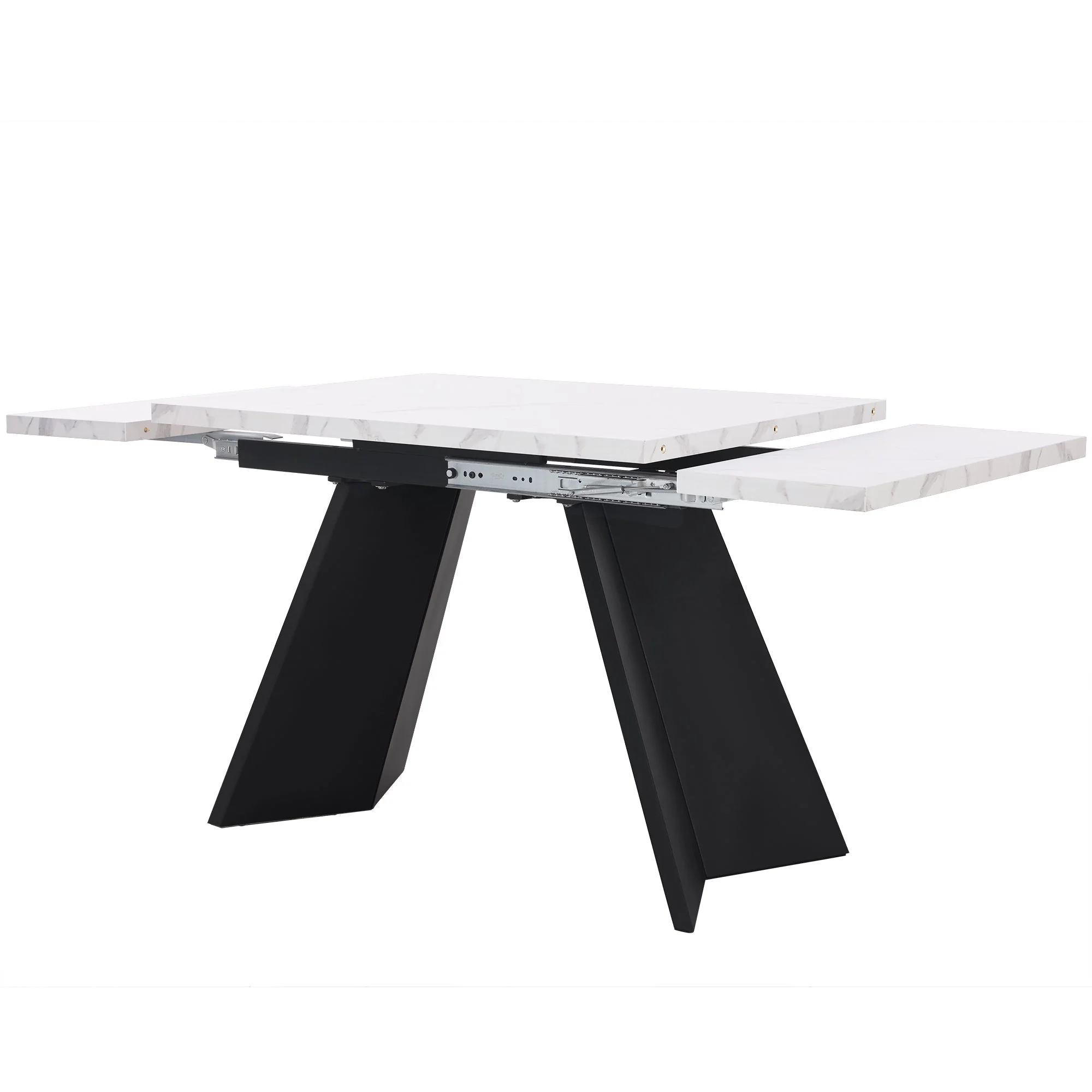 Telescopic Dining Table Extendable 99-159x74cm Flat Legs - White - Image 7