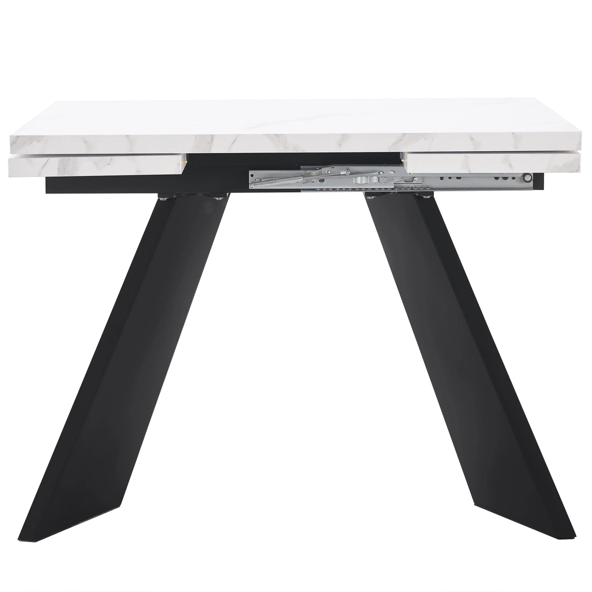 Telescopic Dining Table Extendable 99-159x74cm Flat Legs - White - Image 8