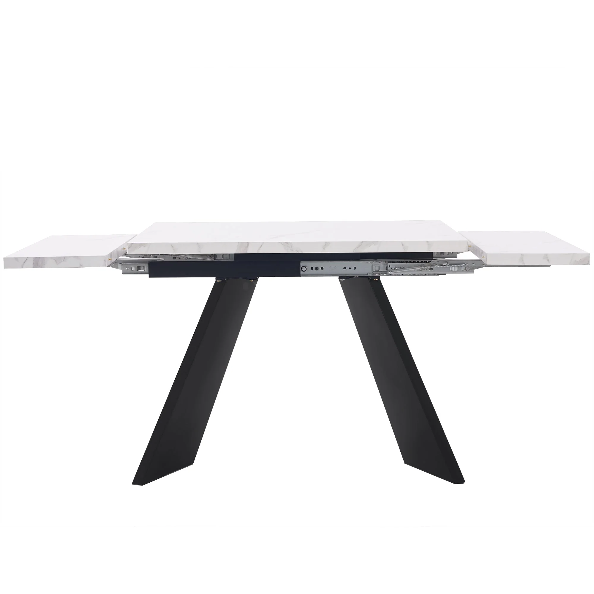 Telescopic Dining Table Extendable 99-159x74cm Flat Legs - White - Image 9