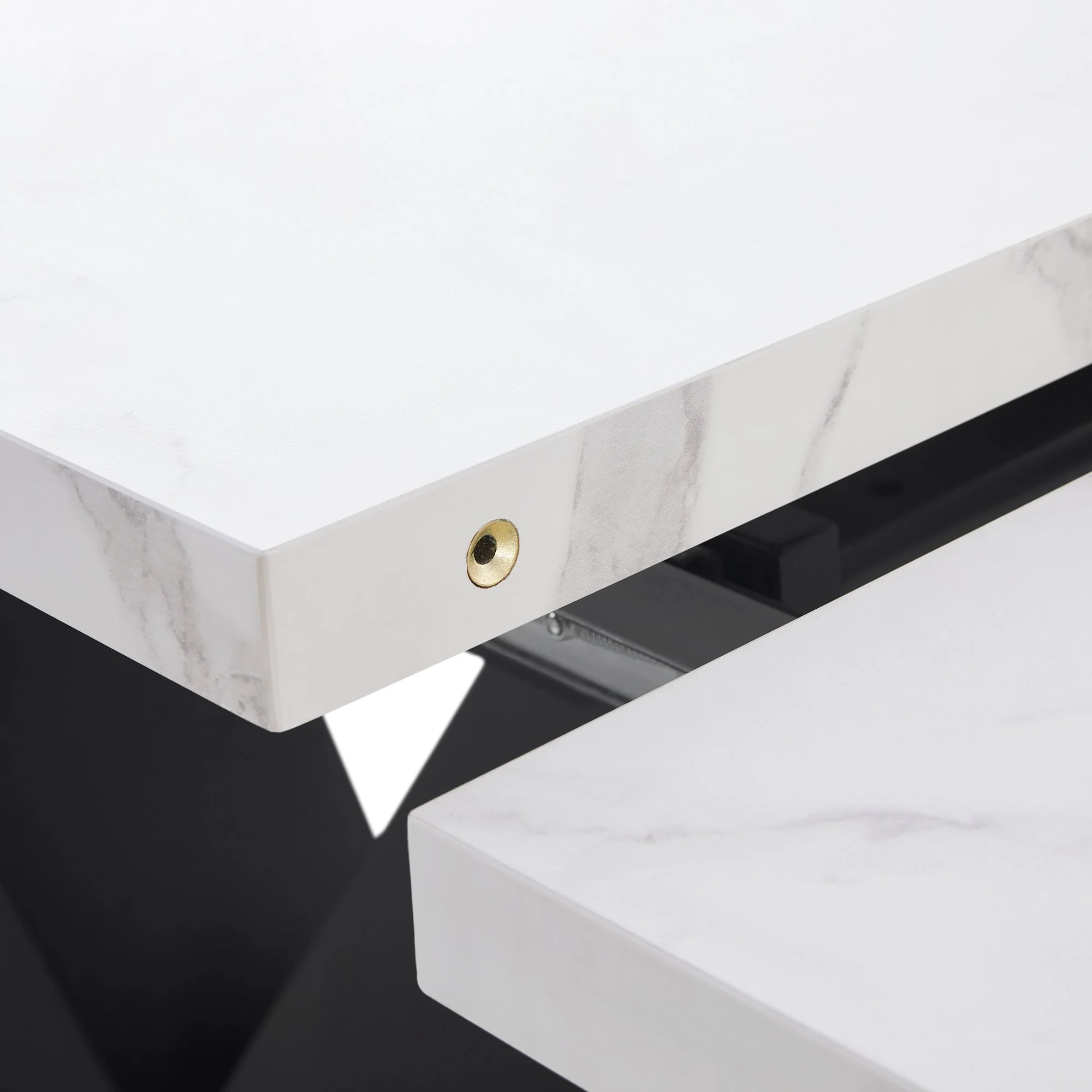 Telescopic Dining Table Extendable 99-159x75cm Space-Saving White V-Shaped Top - Image 6