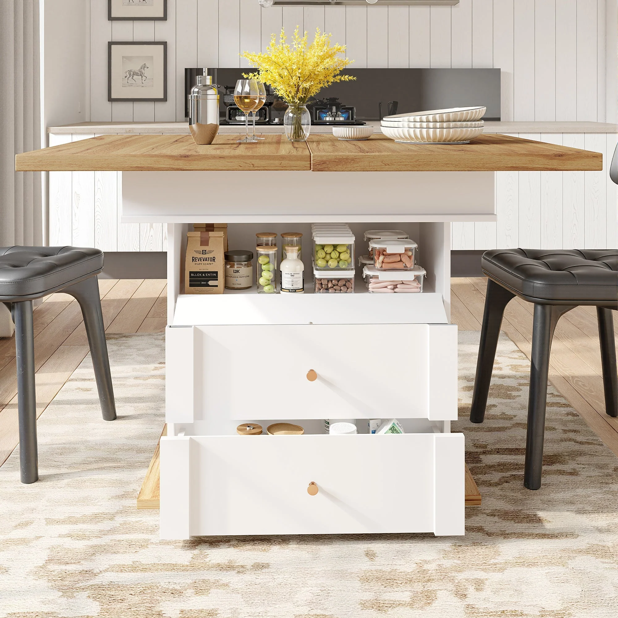 Telescopic Dining Table, Extendable for 4-6 People, White - Image 10