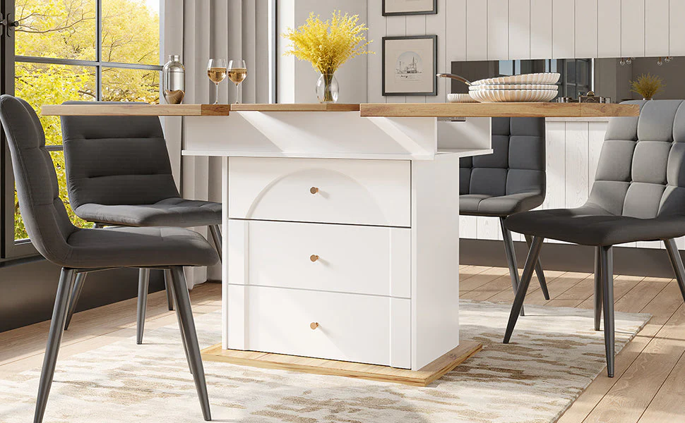 Telescopic Dining Table, Extendable for 4-6 People, White - Image 4